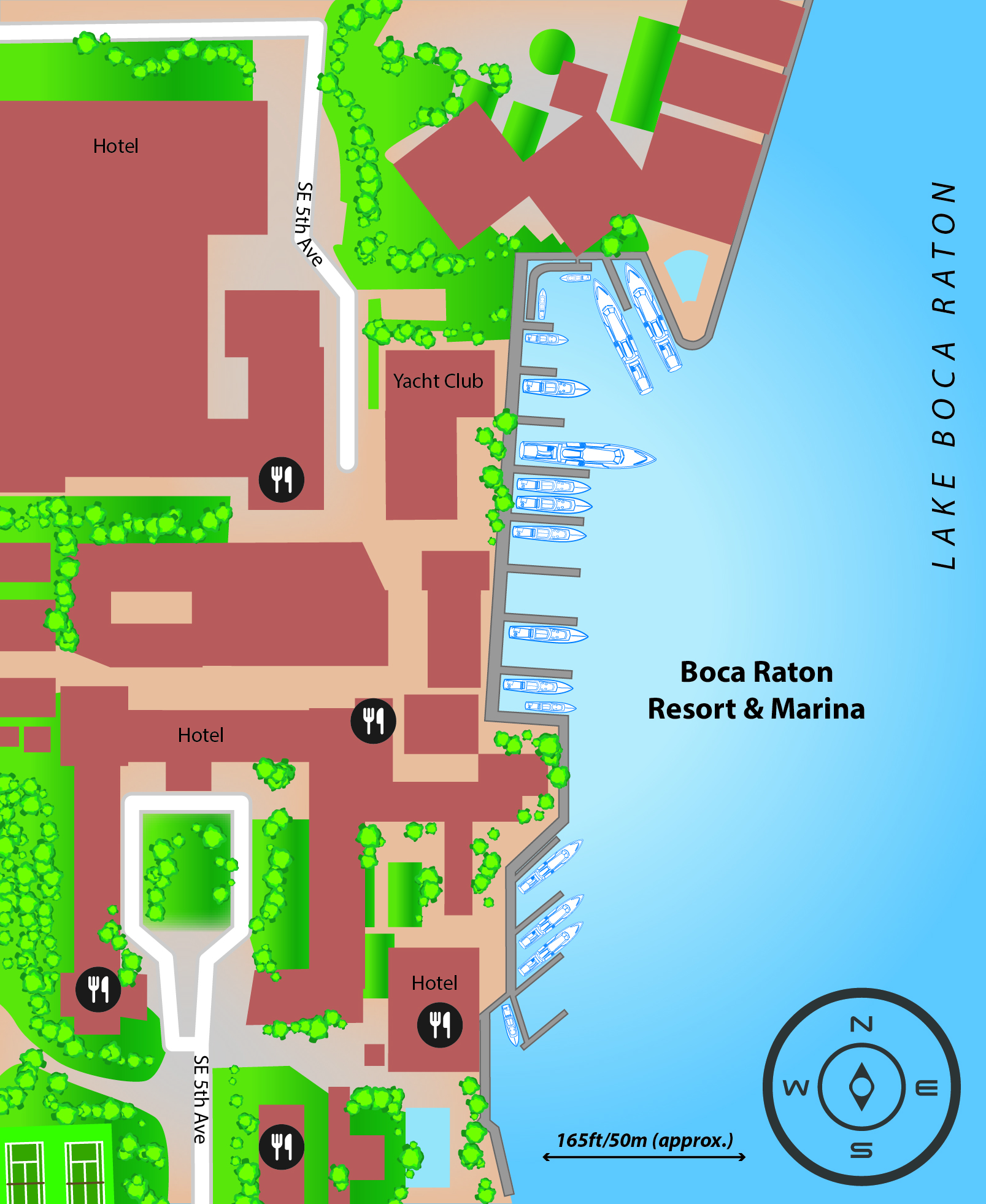 Marina map of The Boca Raton in Florida