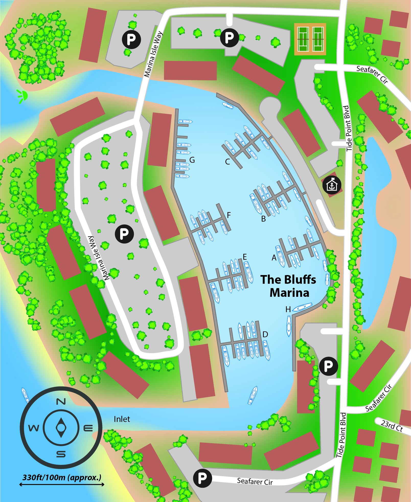 Marina map of The Bluffs Marina LLC in Florida