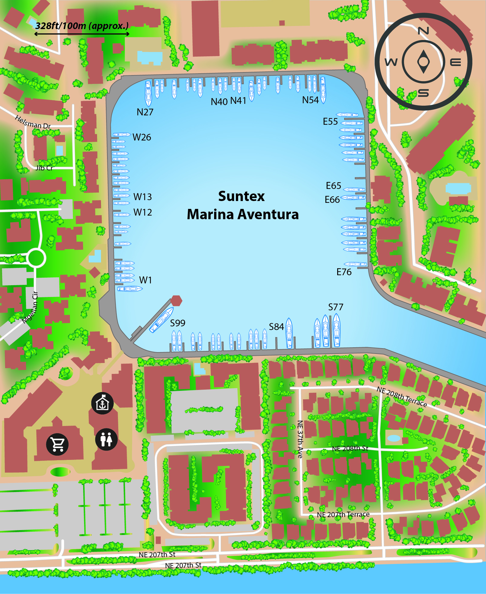 Marina map of Suntex Marinas at Aventura in Florida