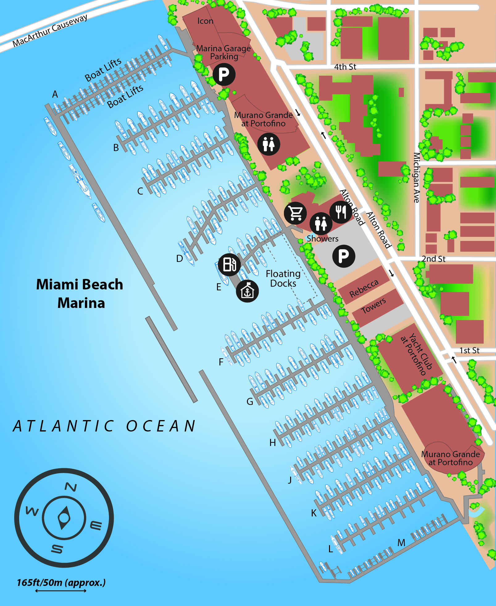 Marina map of Miami Beach Marina in Florida
