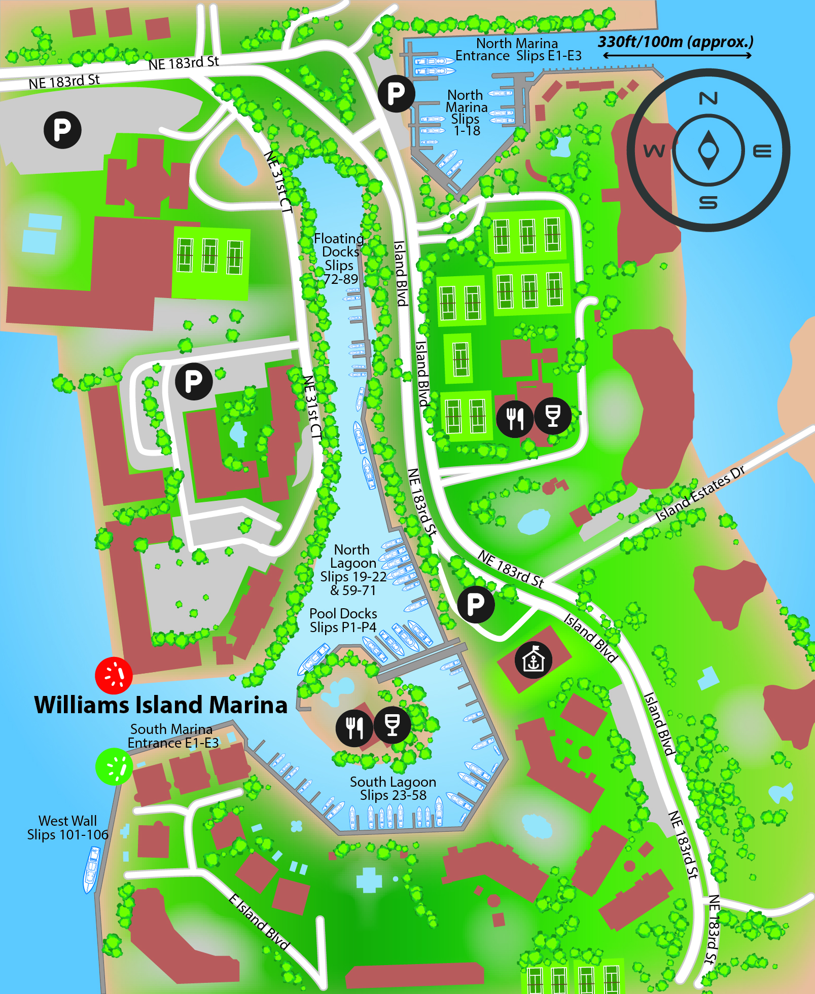 Marina map of Williams Island Marina in Florida