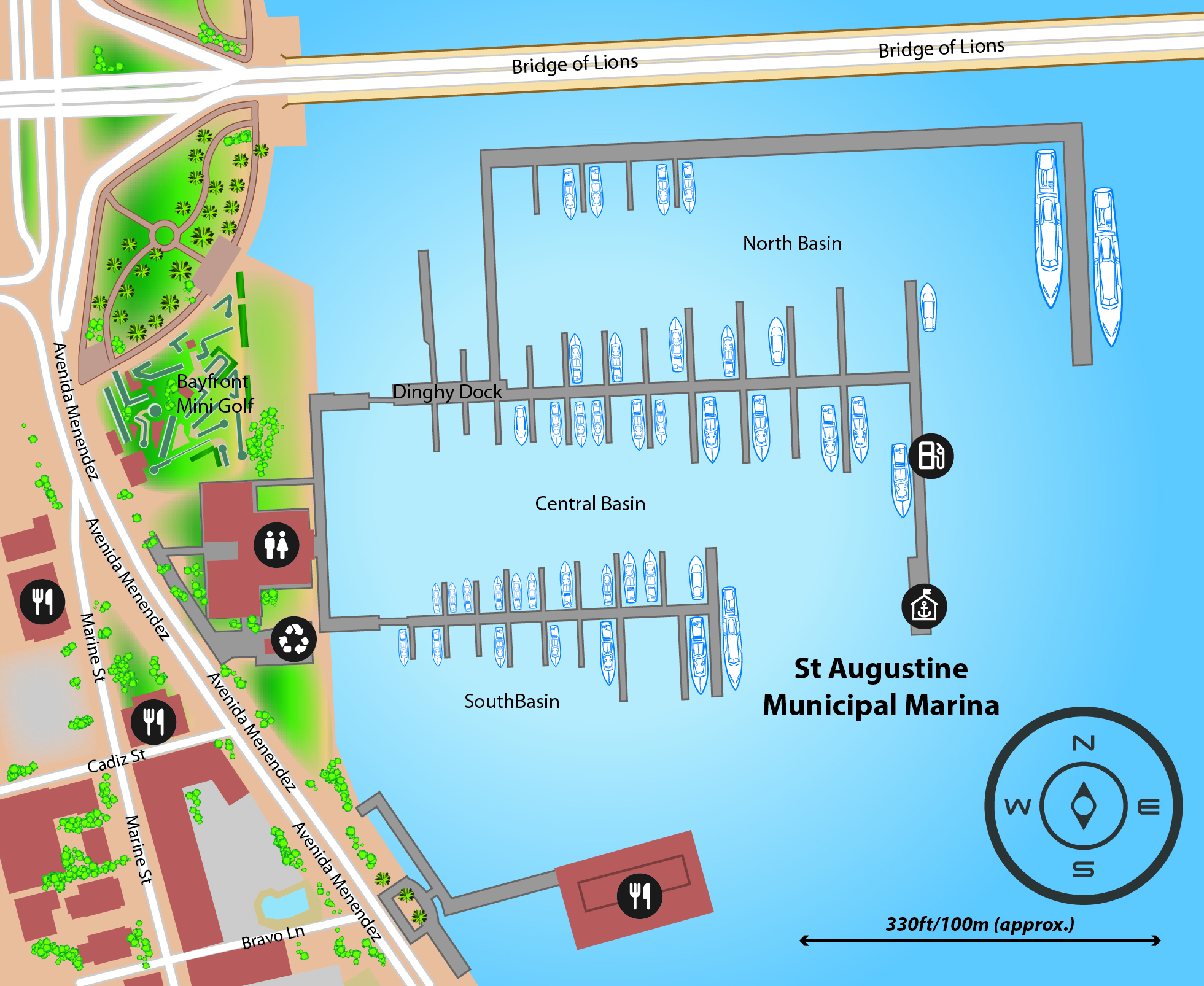 Marina map of St Augustine Municipal Marina in Florida
