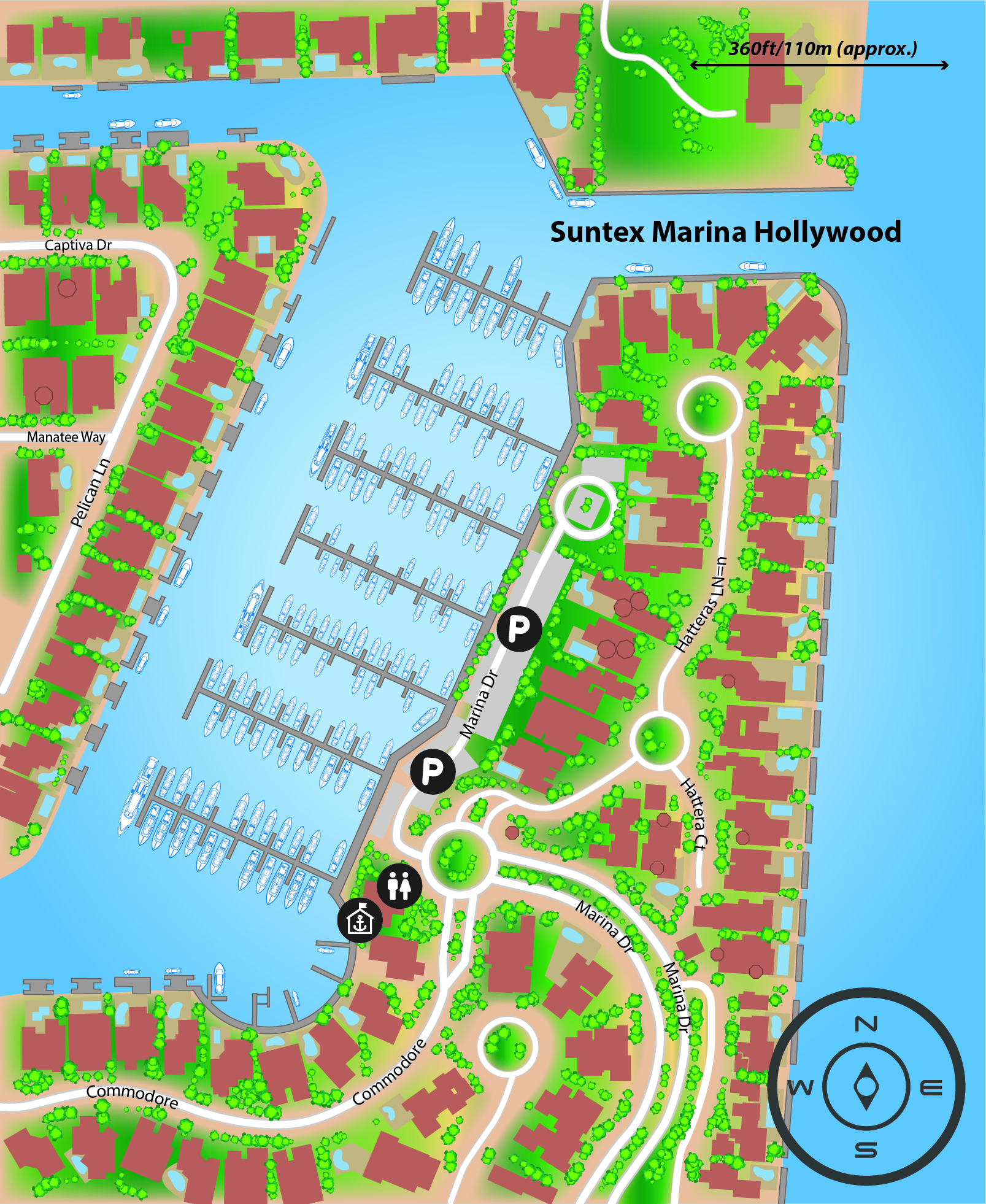 Marina map of Suntex Marinas at Hollywood in Florida