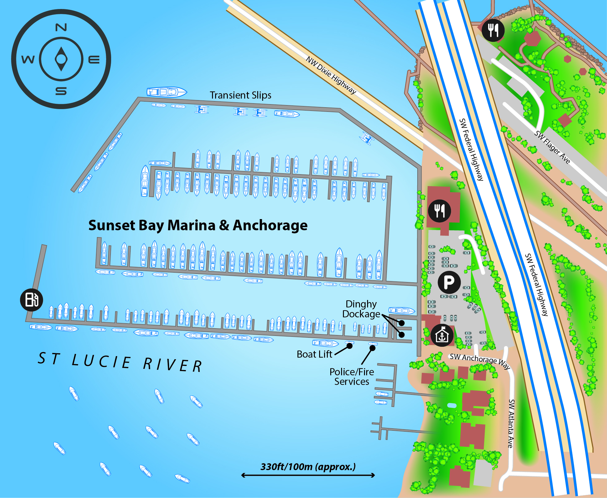 Marina map of Sunset Bay Marina & Anchorage in Florida
