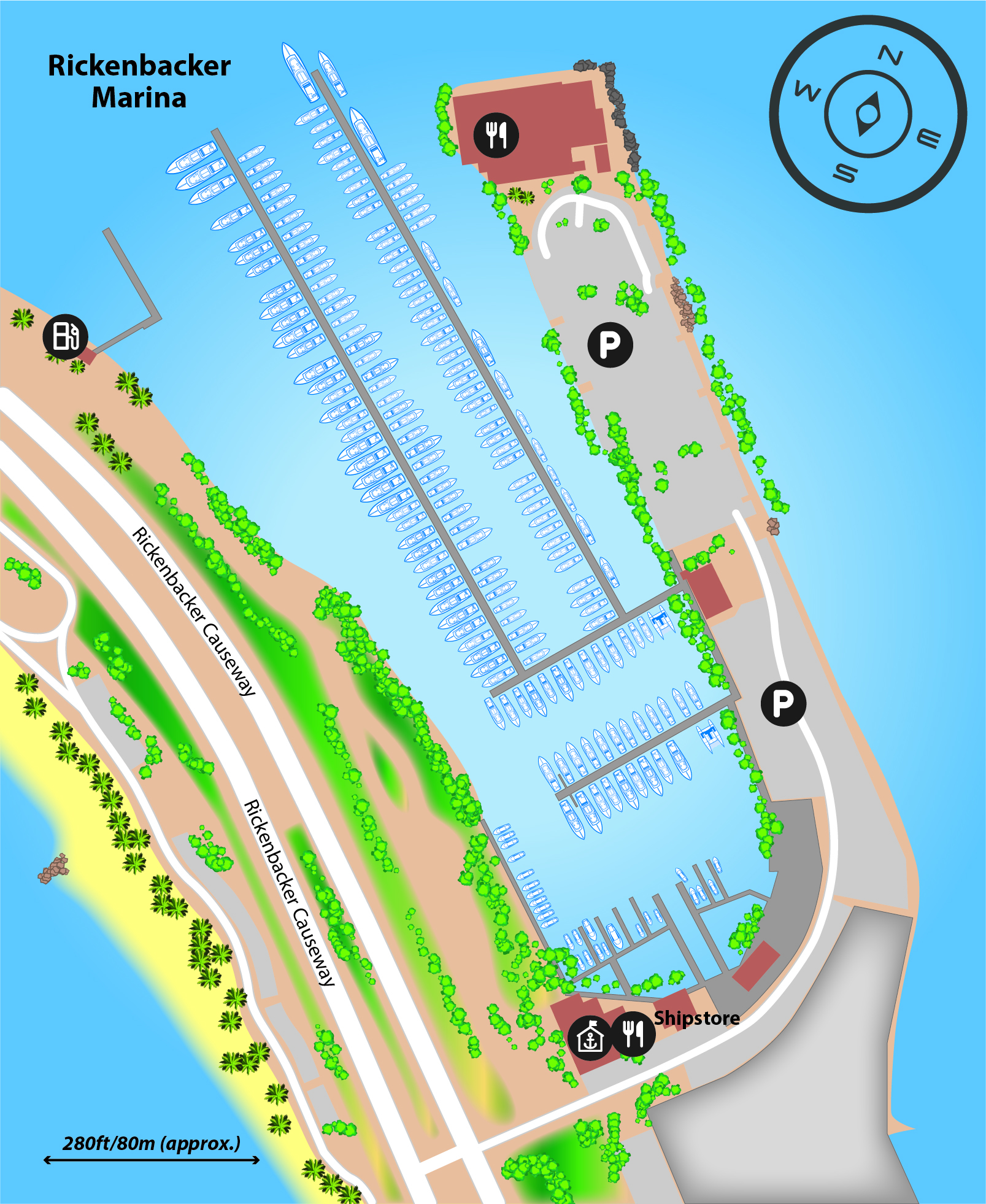Marina map of Rickenbacker Marina in Florida