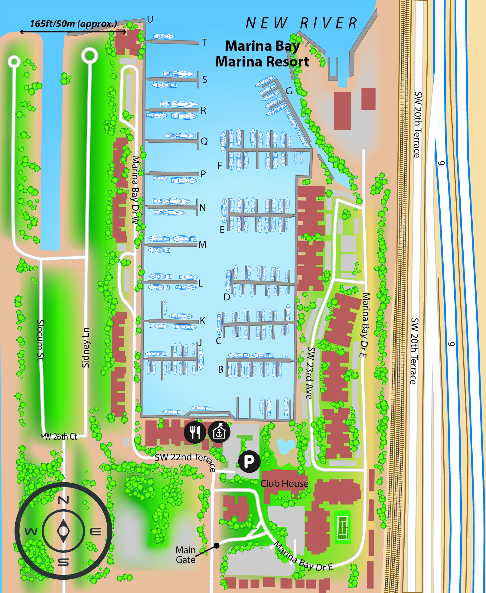 Marina map of Marina Bay Yachting Center in Florida