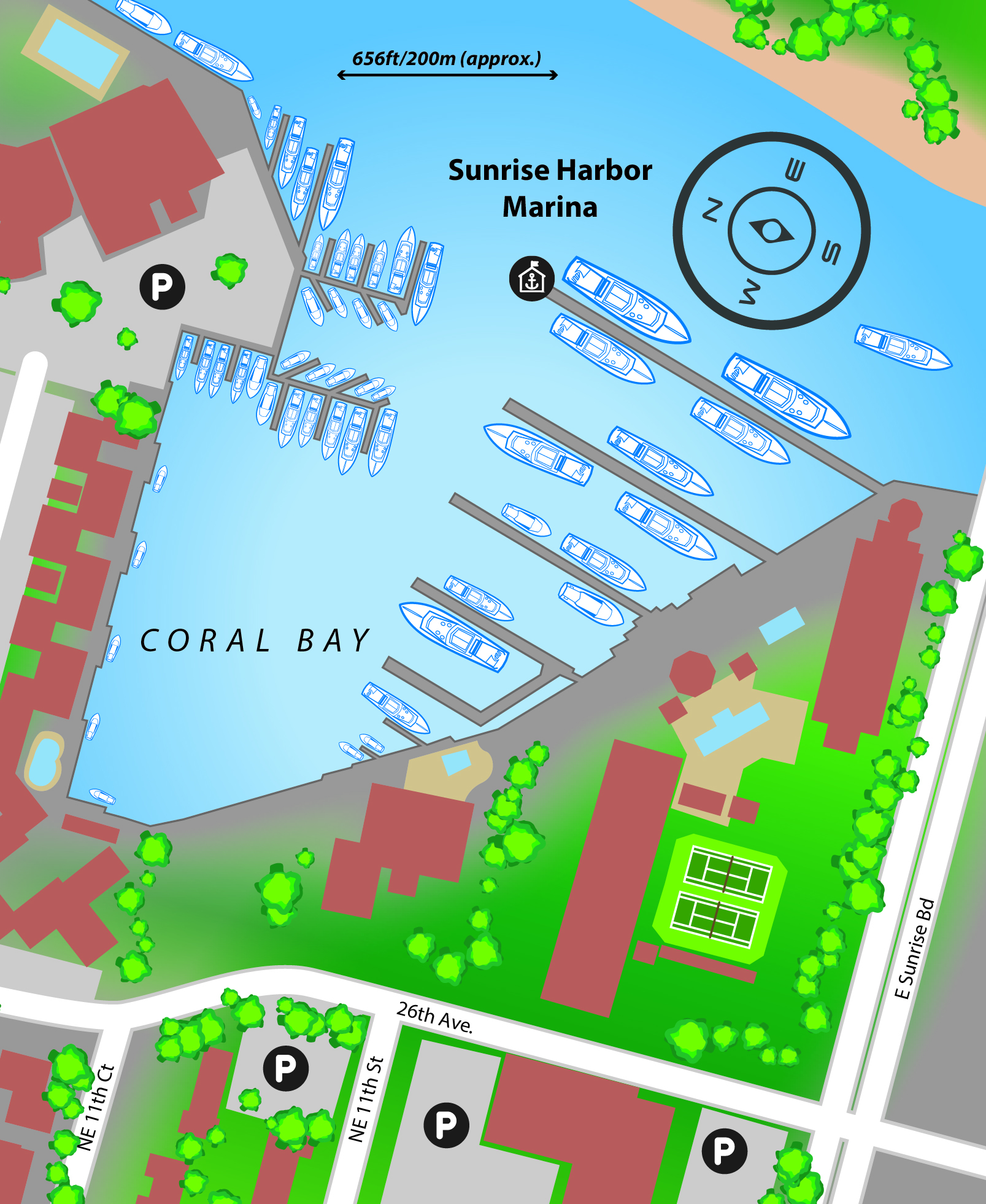 Marina map of Sunrise Harbor Marina in Florida