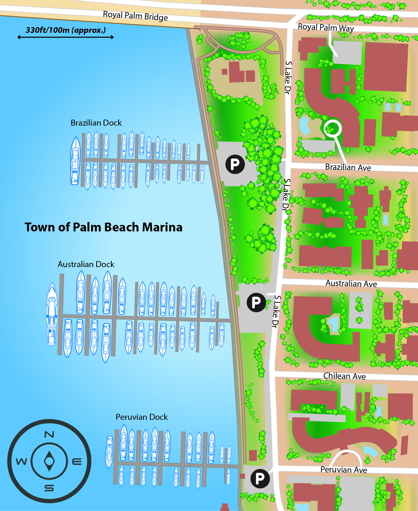 Marina map of Town of Palm Beach Marina in Florida