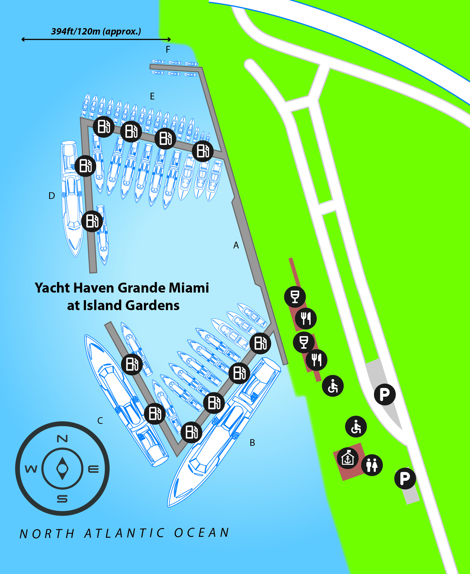 Marina map of Yacht Haven Grande Miami at Island Gardens in Florida