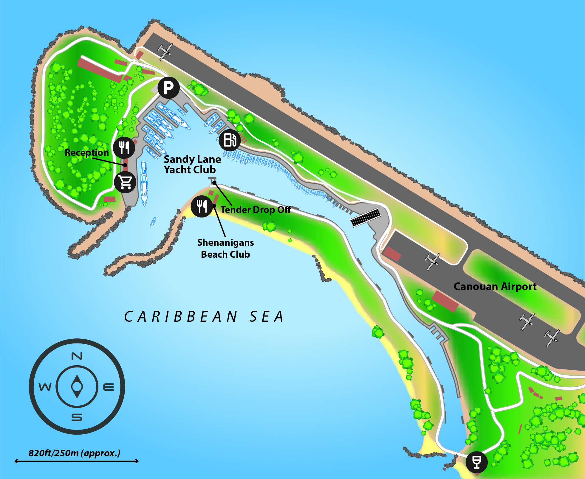 Marina map of Sandy Lane Yacht Club in St Vincent and the Grenadines