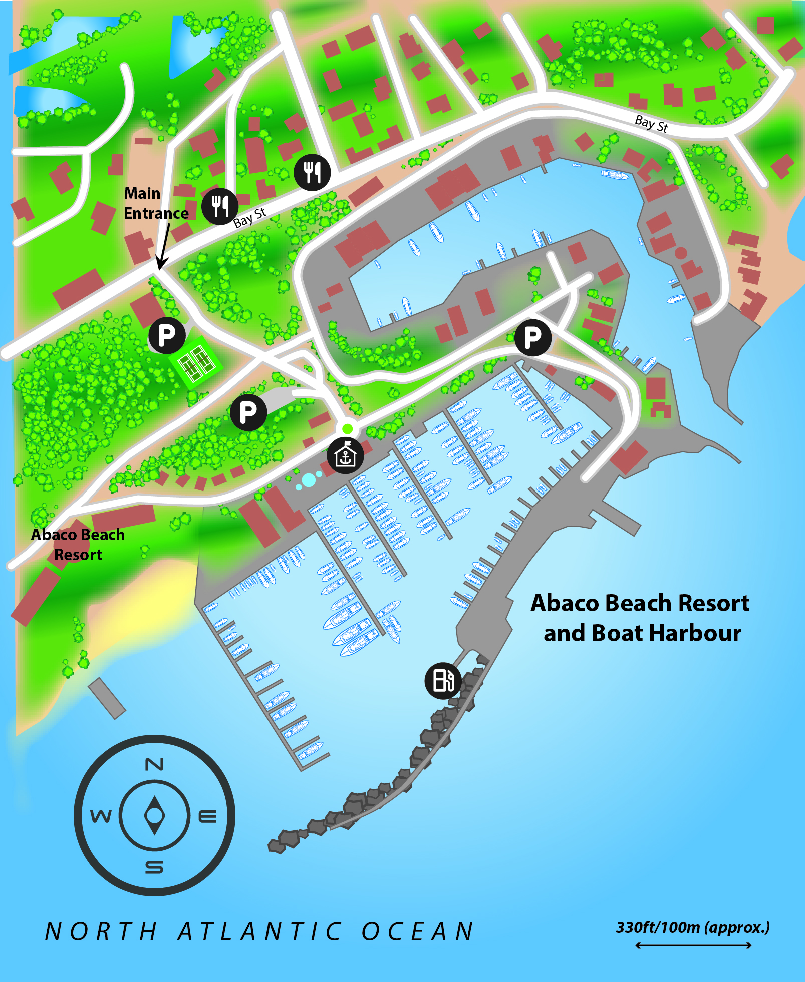 Marina map of Abaco Beach Resort at Boat Harbour in The Bahamas