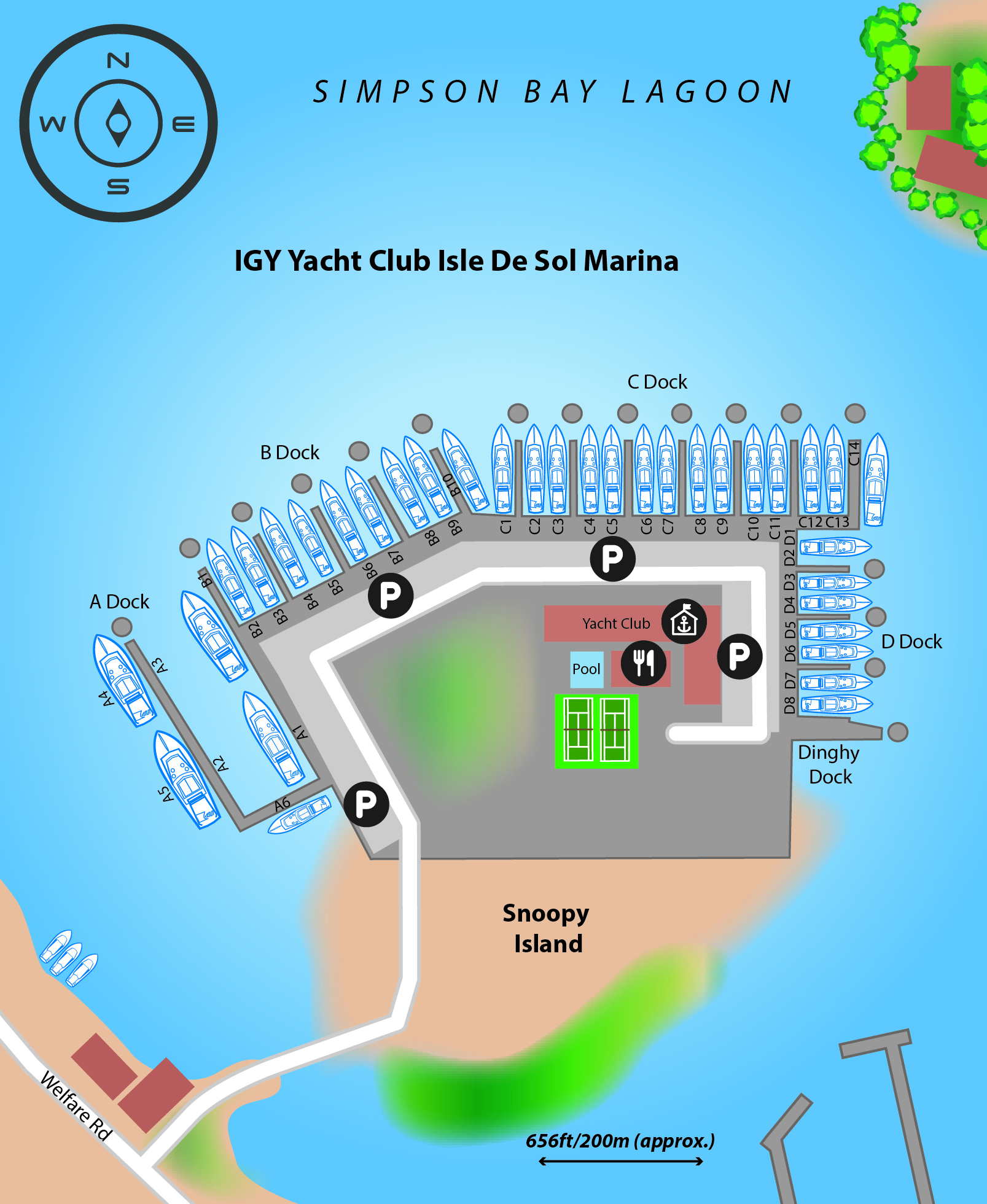 Marina map of IGY Yacht Club at Isle de Sol in Sint Maarten