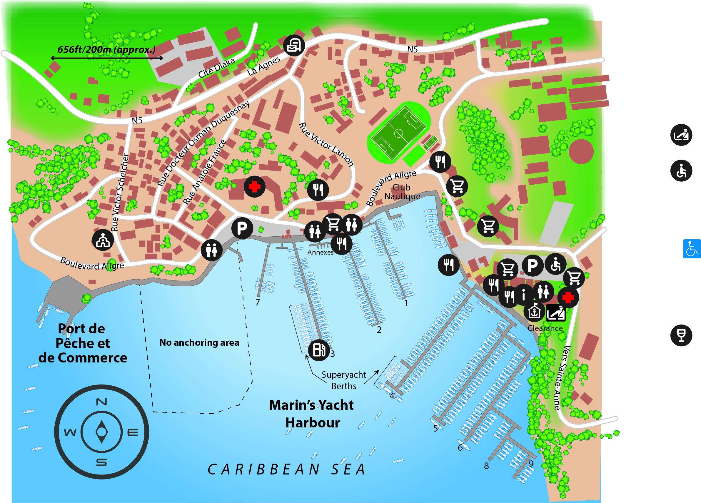 Marina map of Marin's Yacht Harbour Marina in Martinique