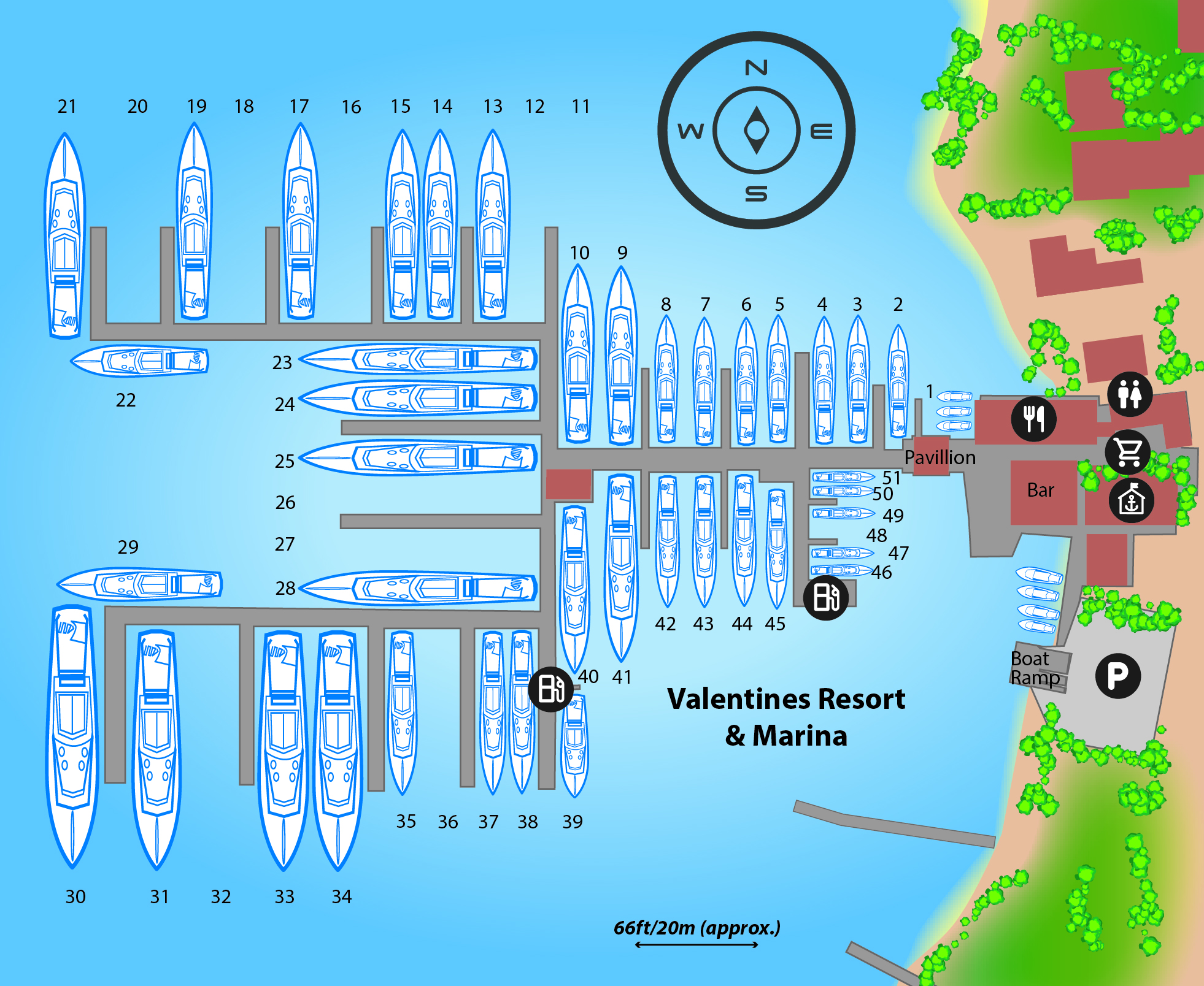 Marina map of Valentines Resort & Marina in The Bahamas