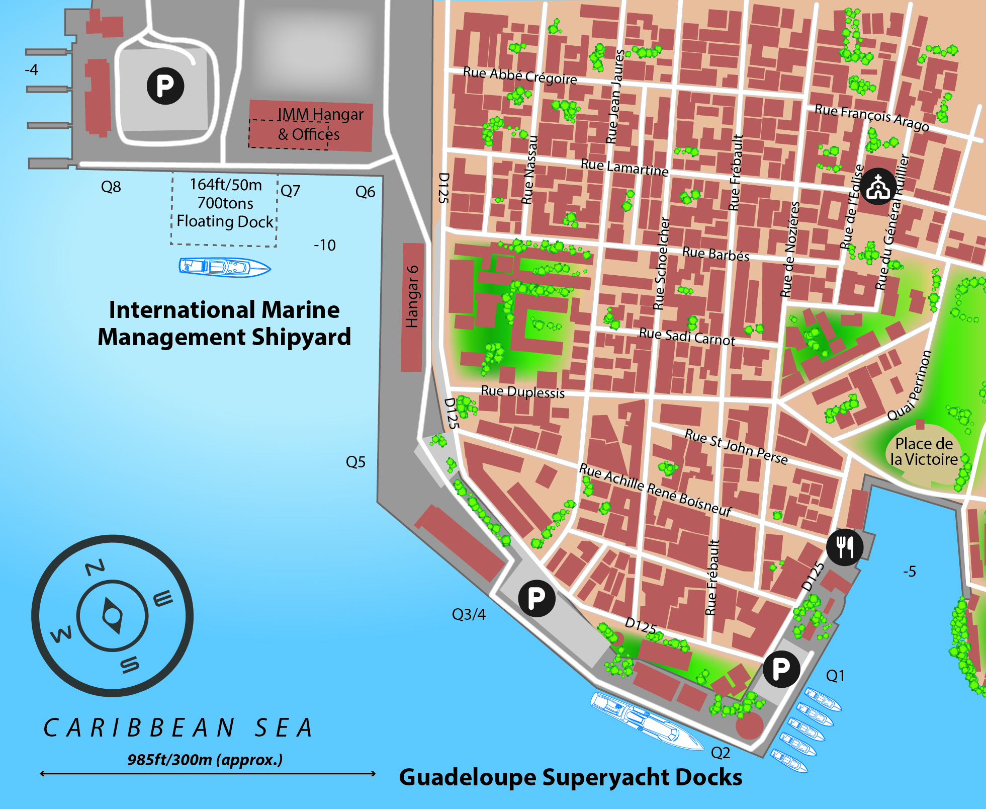 Marina map of Guadeloupe Superyacht Docks in Guadeloupe