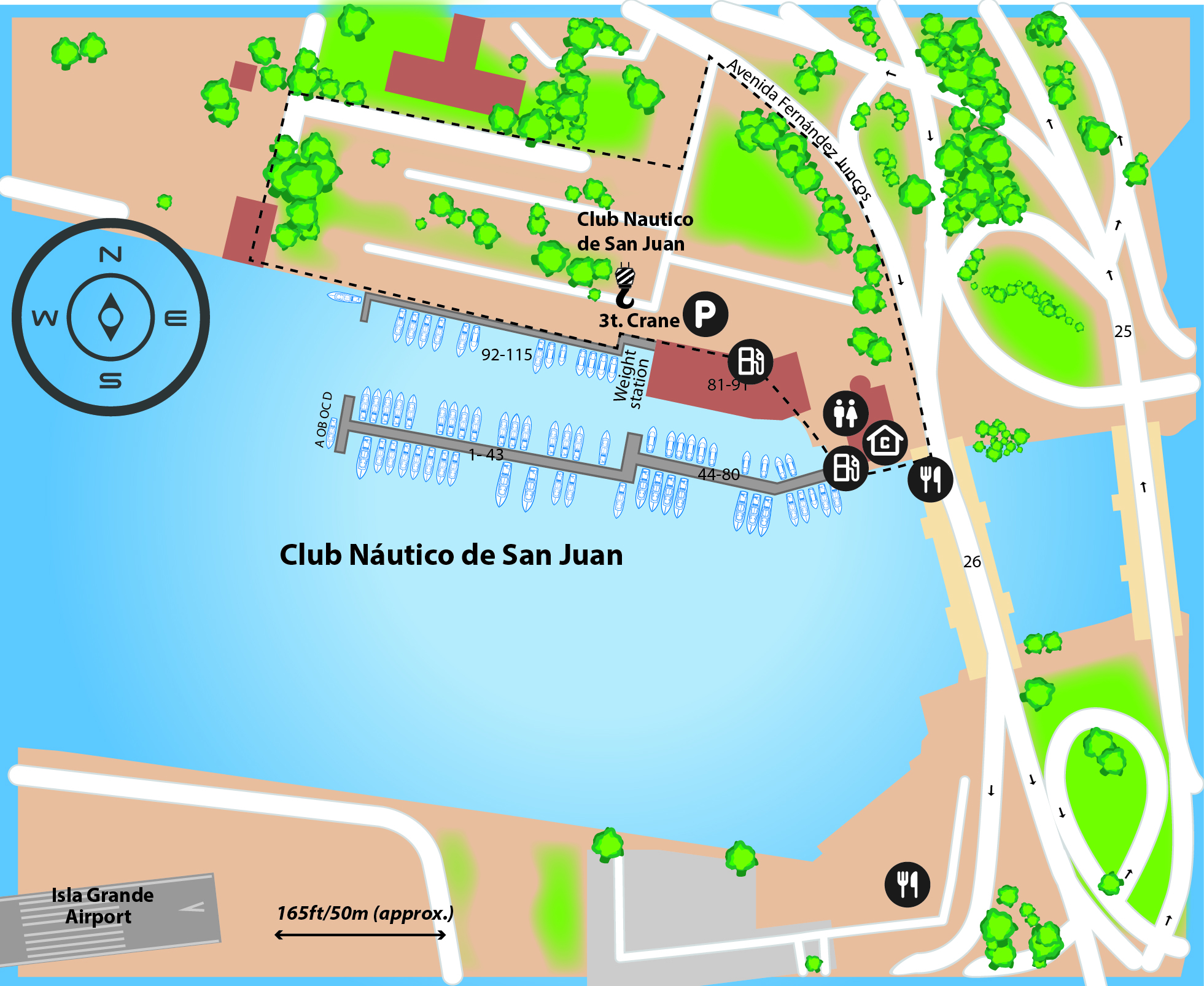 Marina map of Club Nautico de San Juan in Puerto Rico