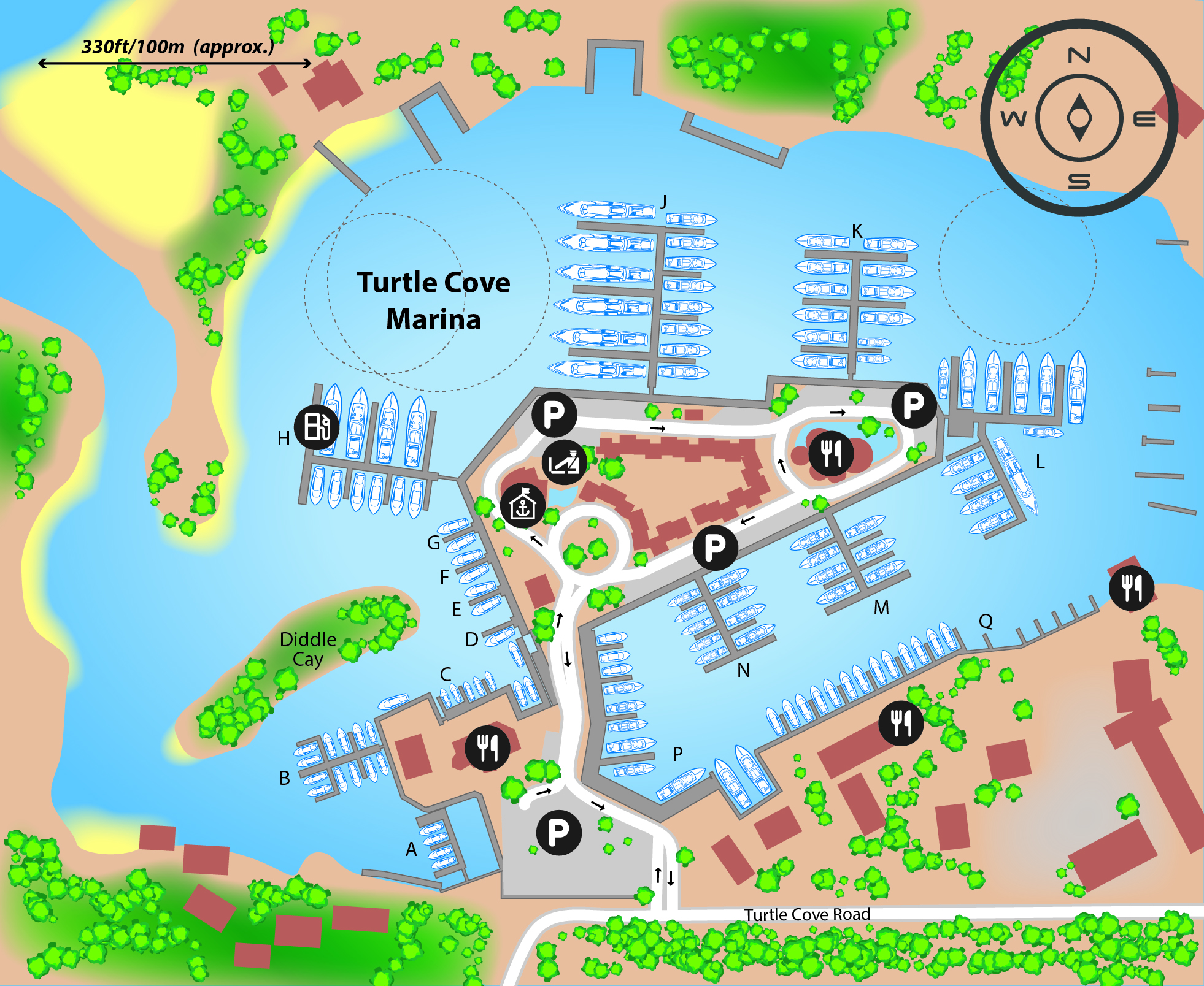 Marina map of Turtle Cove Marina in Turks & Caicos
