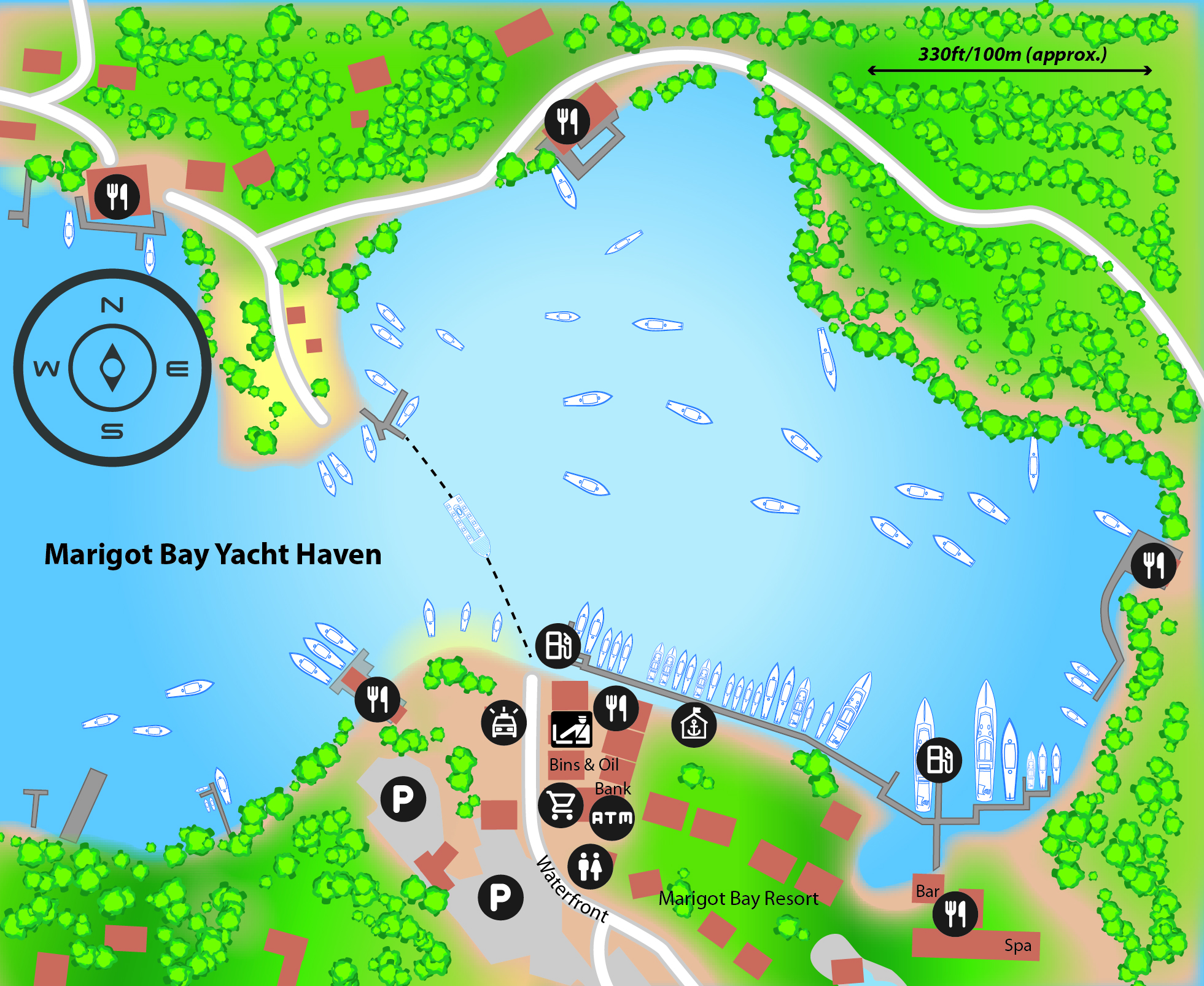 Marina map of Marigot Bay Yacht Haven in St Lucia