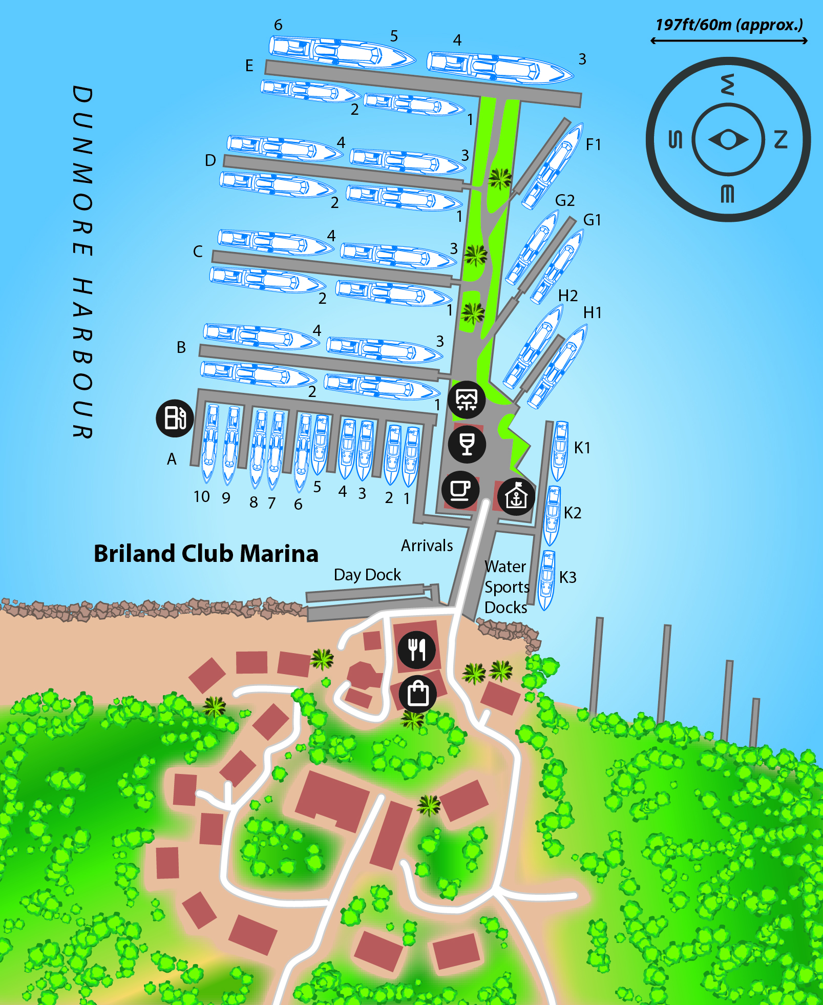 Marina map of Briland Club Marina in The Bahamas