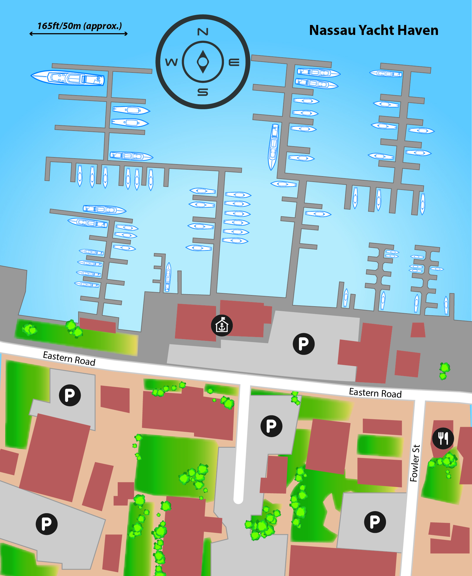 Marina map of Nassau Yacht Haven in The Bahamas