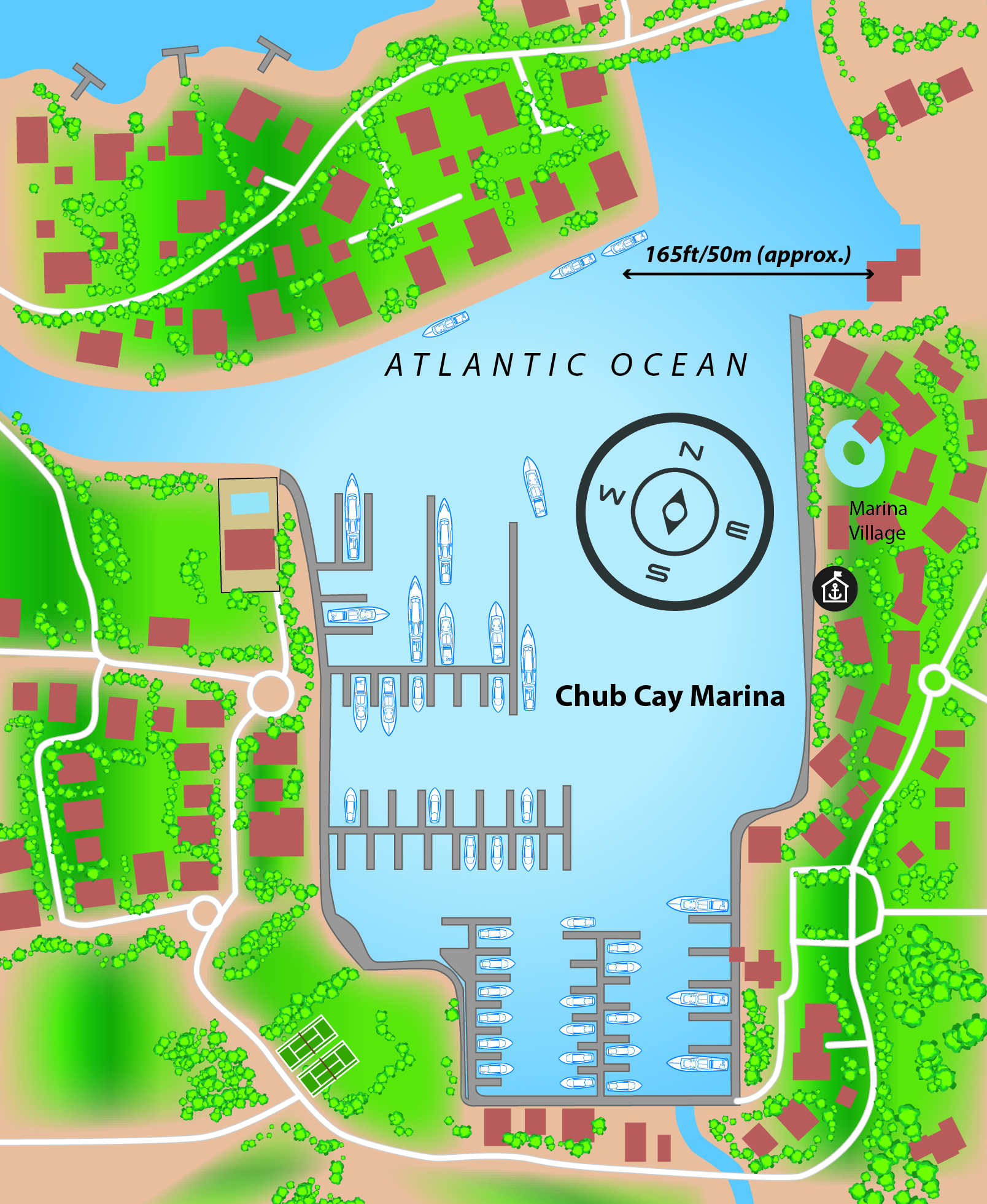 Marina map of Chub Cay Marina in The Bahamas