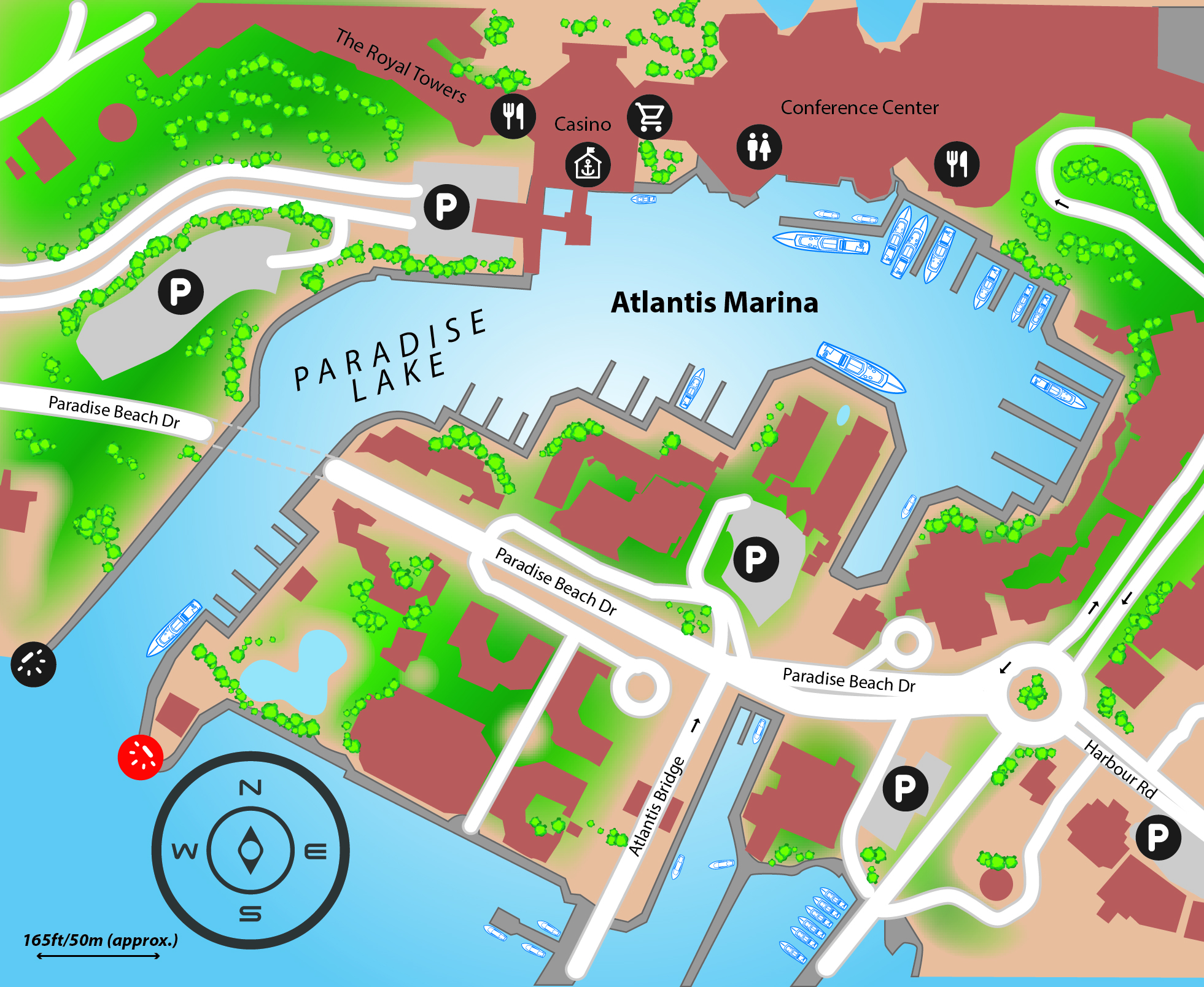 Marina map of Atlantis Marina in The Bahamas
