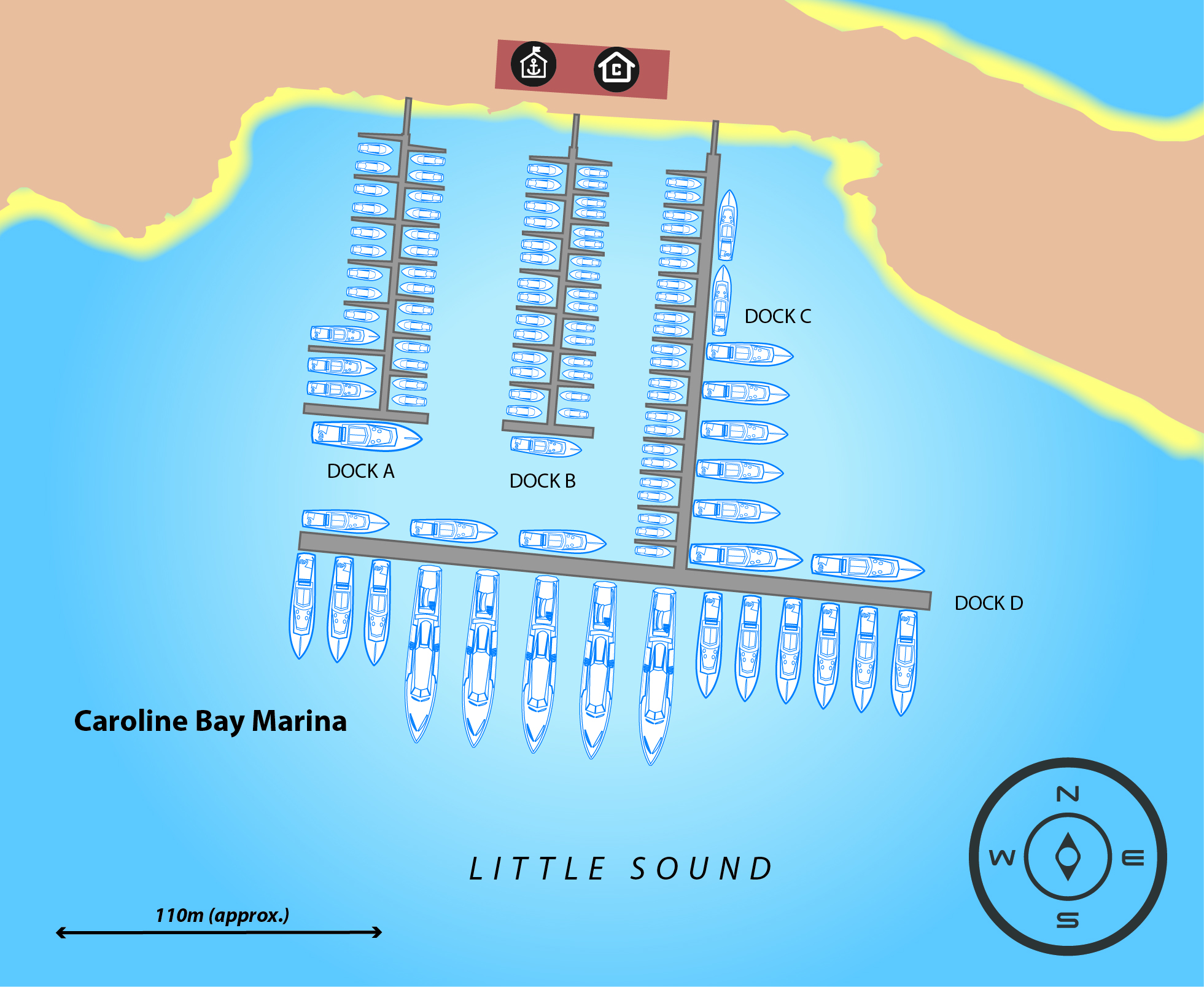 Marina map of Caroline Bay Marina in Bermuda