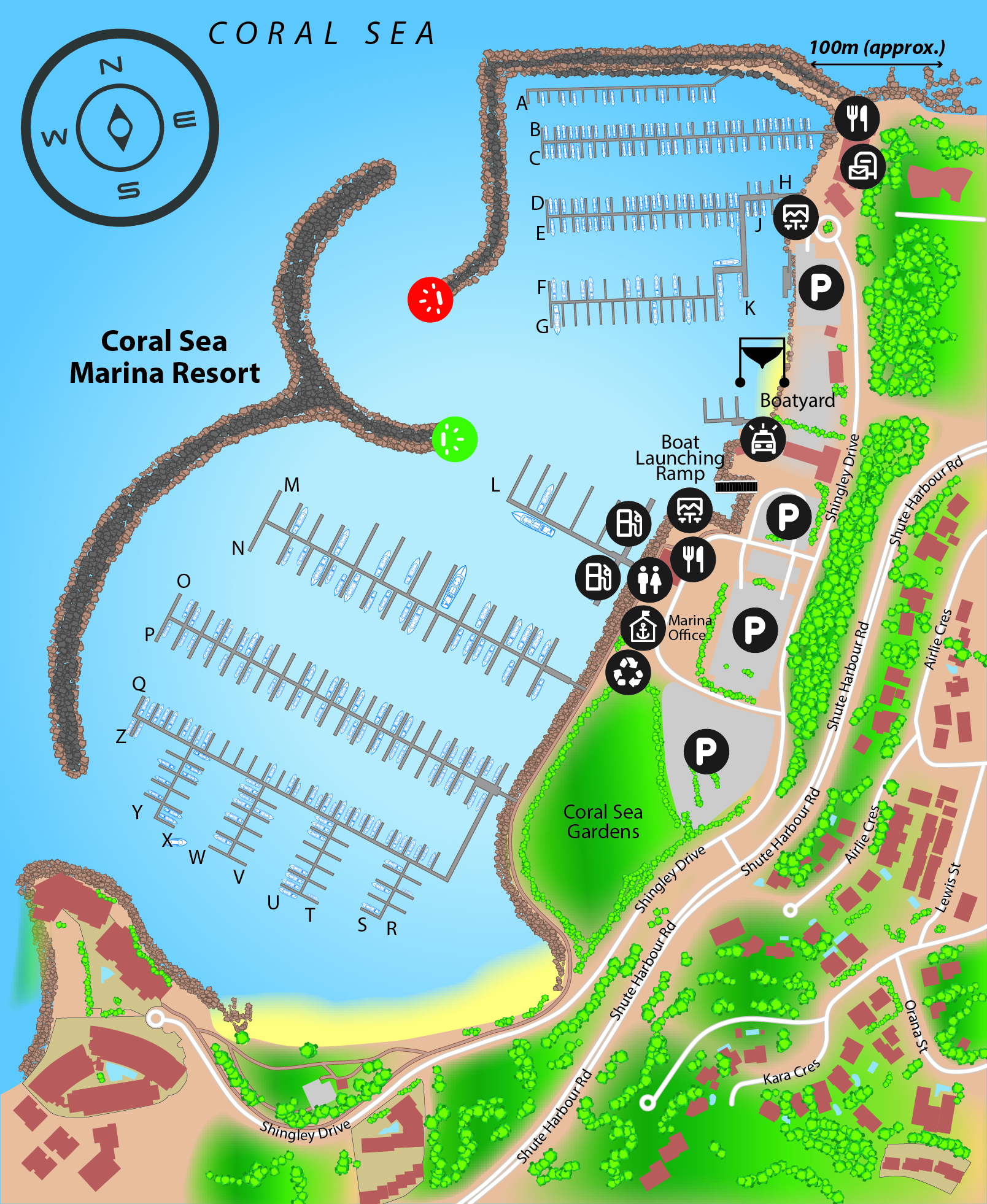 Marina map of Coral Sea Marina Resort in Queensland, Australia