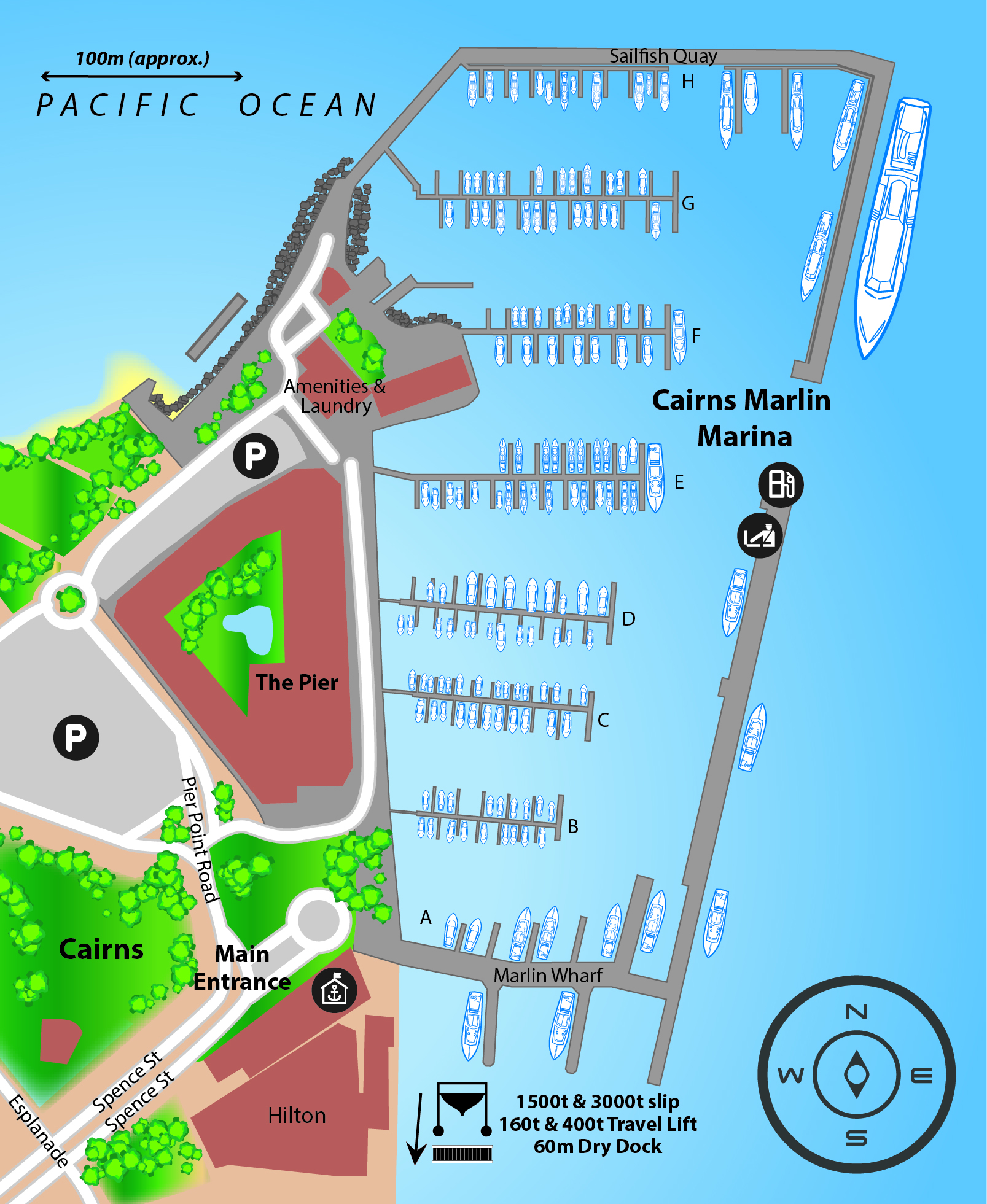 Marina map of Cairns Marlin Marina in Queensland, Australia