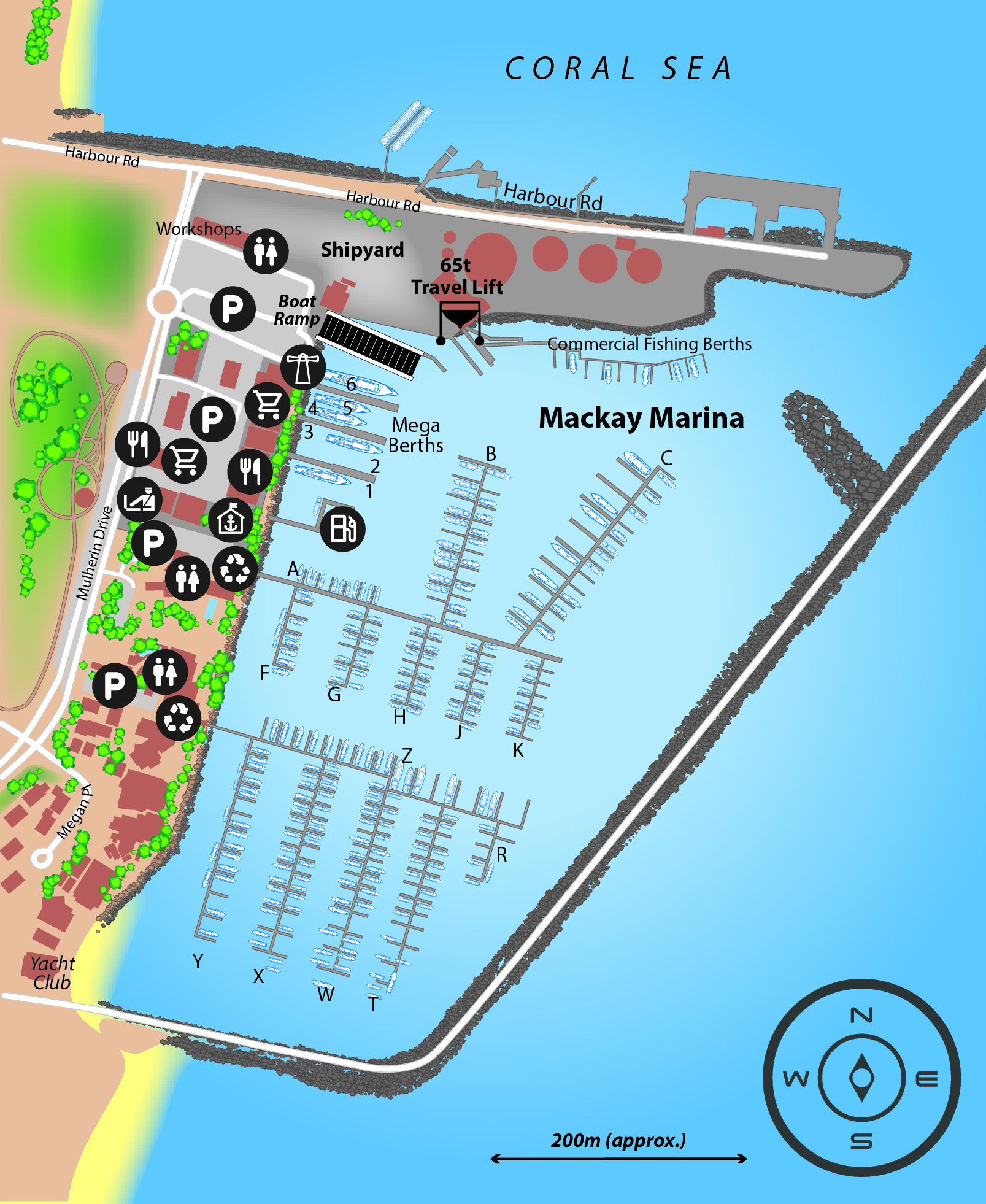 Marina map of Mackay Marina & Shipyard in Queensland, Australia