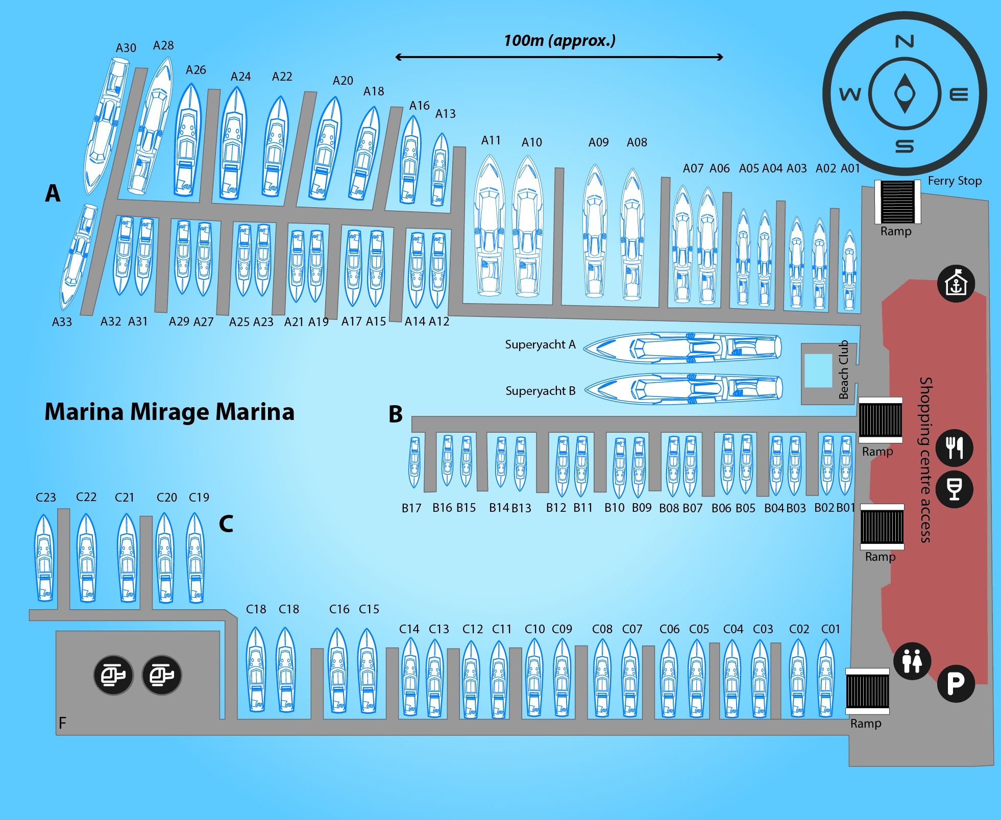 Marina map of Marina Mirage in Queensland, Australia