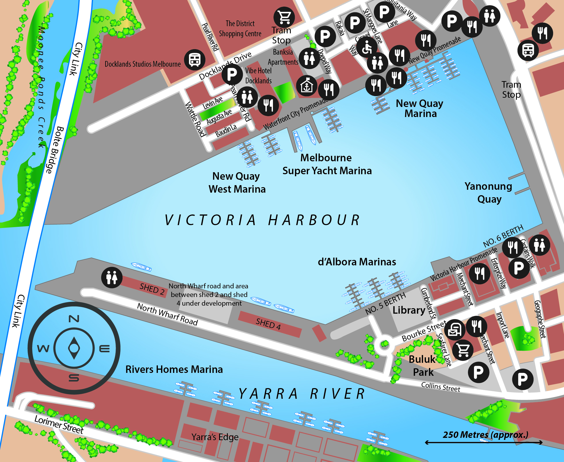 Marina map of Melbourne Superyacht Marina in Victoria, Australia