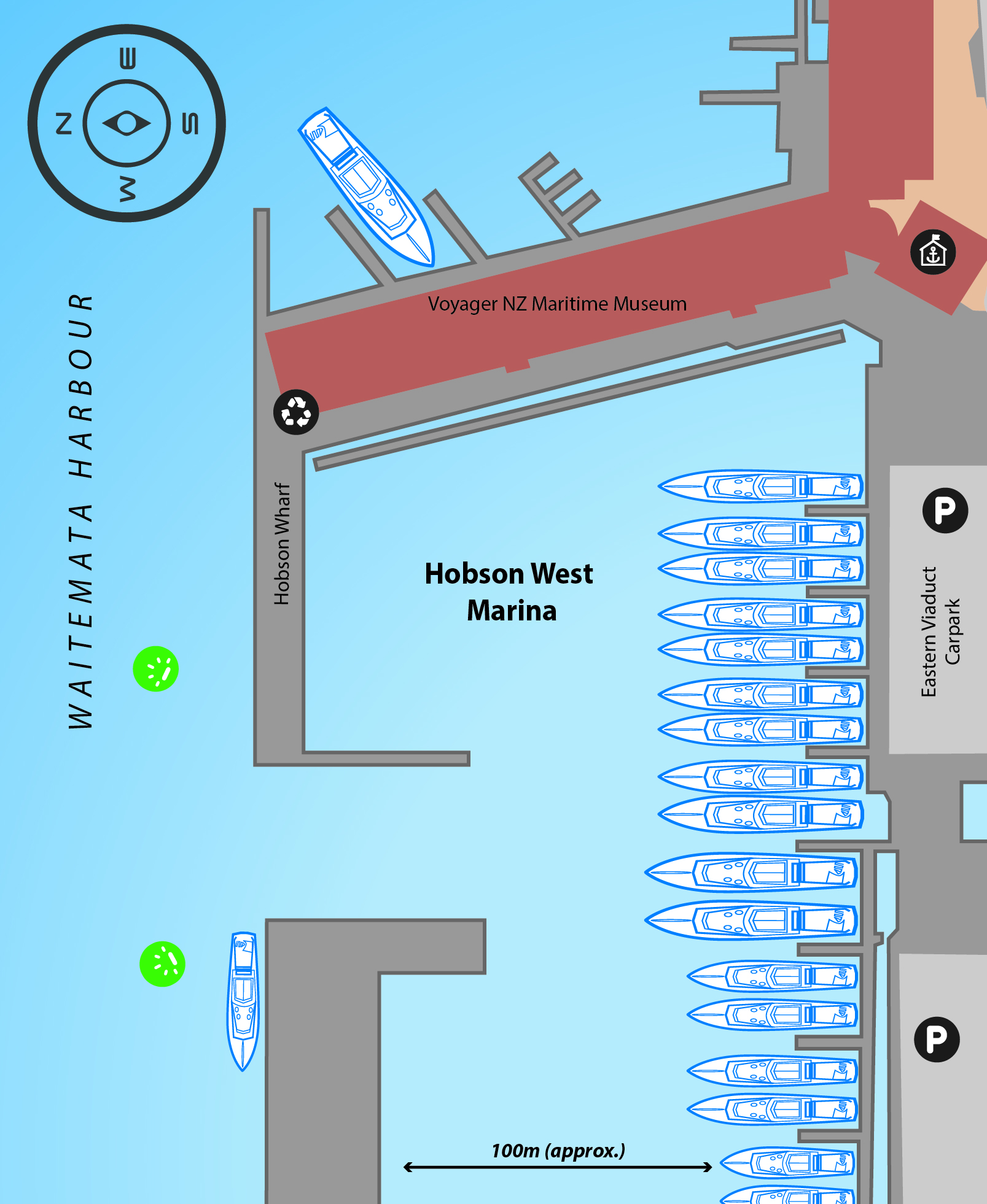 Marina map of Hobson West Marina in Auckland, New Zealand