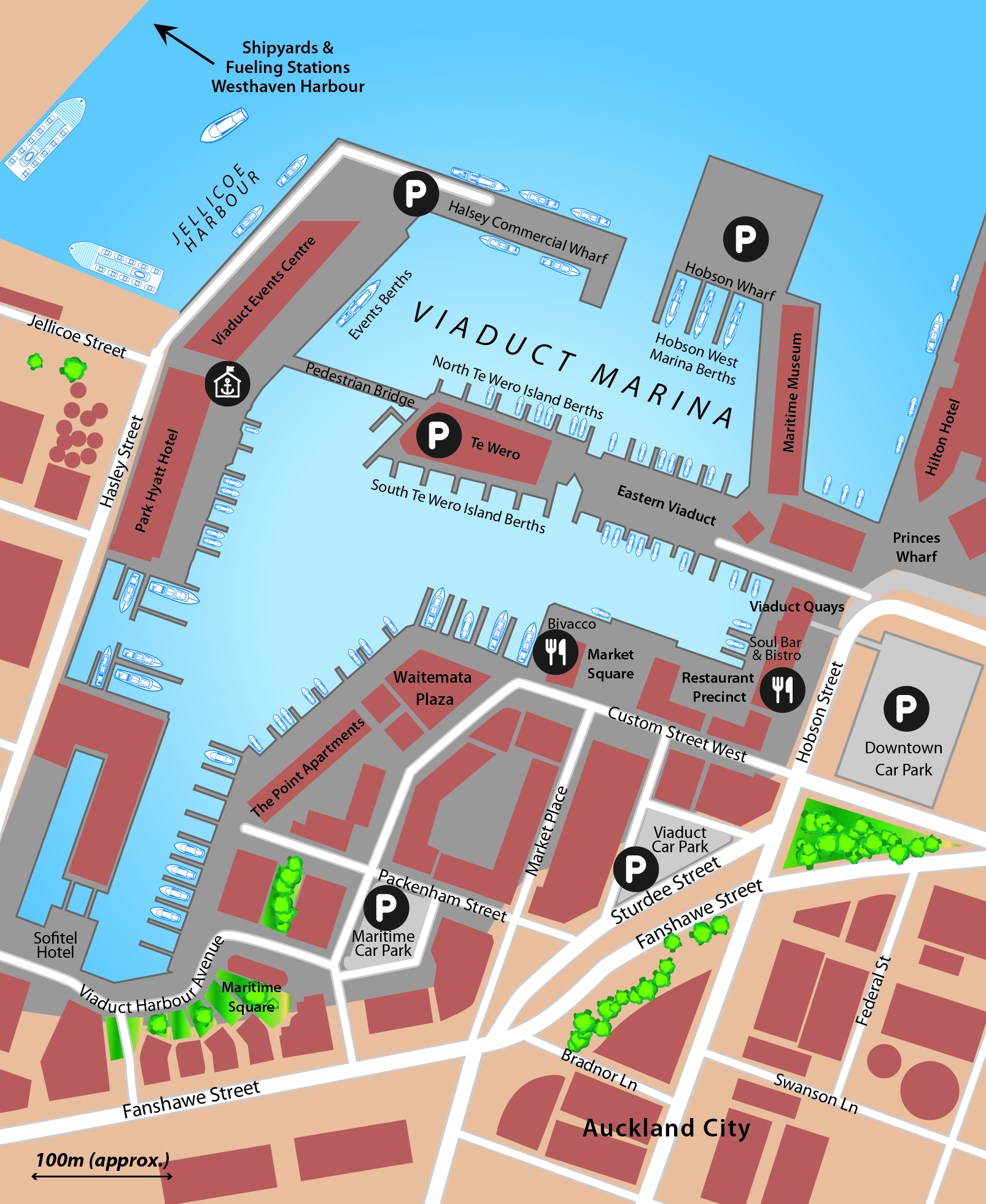 Marina map of Viaduct Marina in Auckland, New Zealand