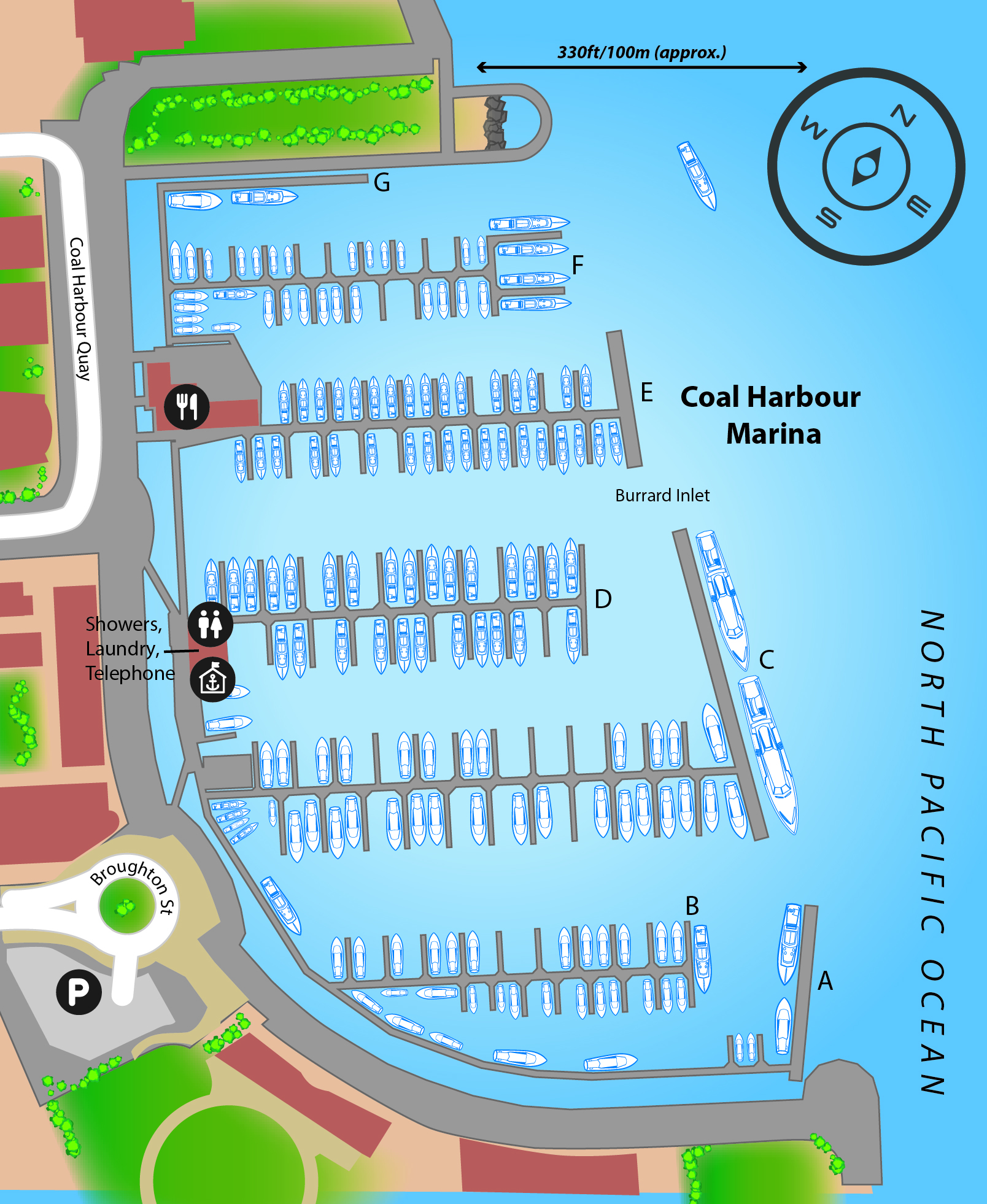 Marina map of Coal Harbour Marina in British Columbia, Canada