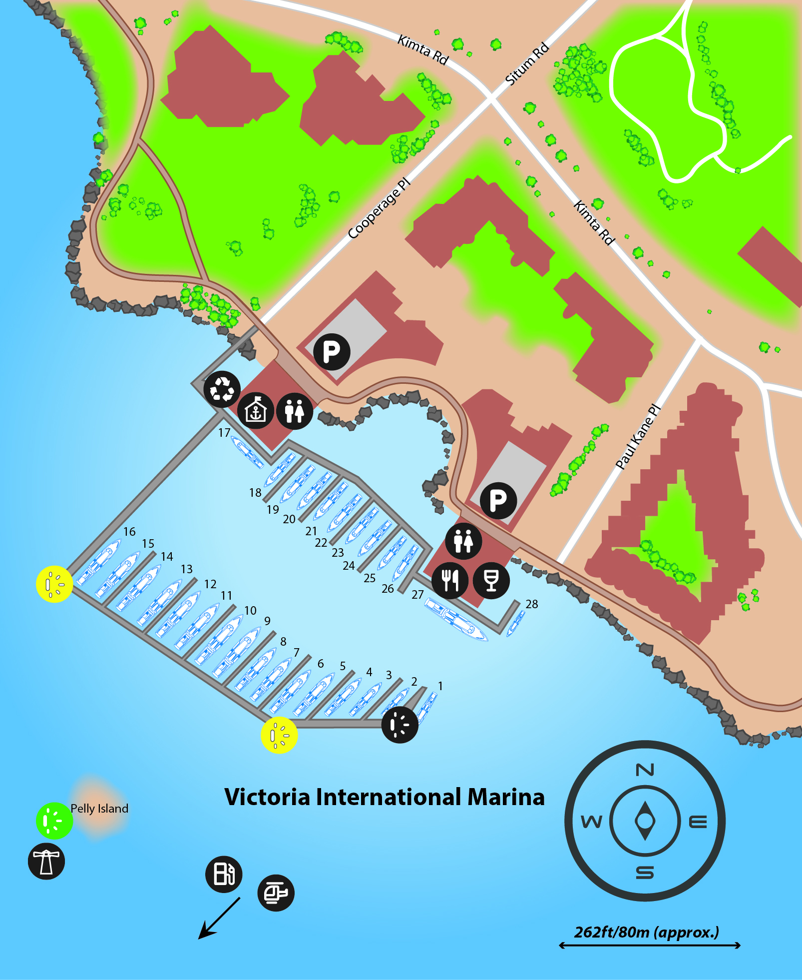 Marina map of Victoria International Marina in British Columbia, Canada
