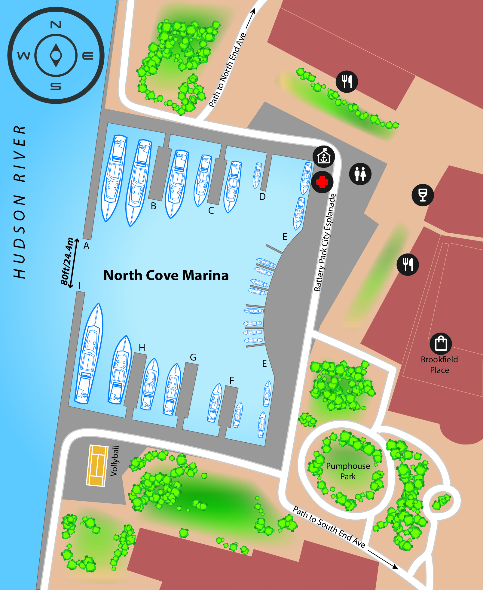 Marina map of North Cove Marina - an IGY Destination in New York, USA