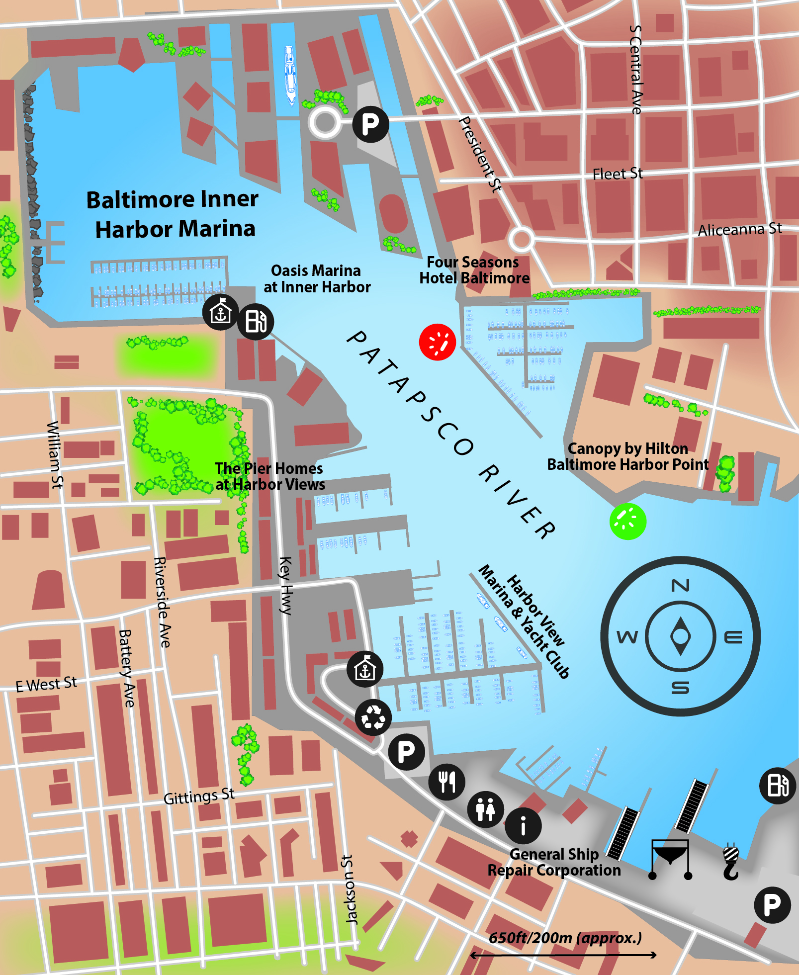 Marina map of Baltimore Inner Harbor Marina in Maryland, USA