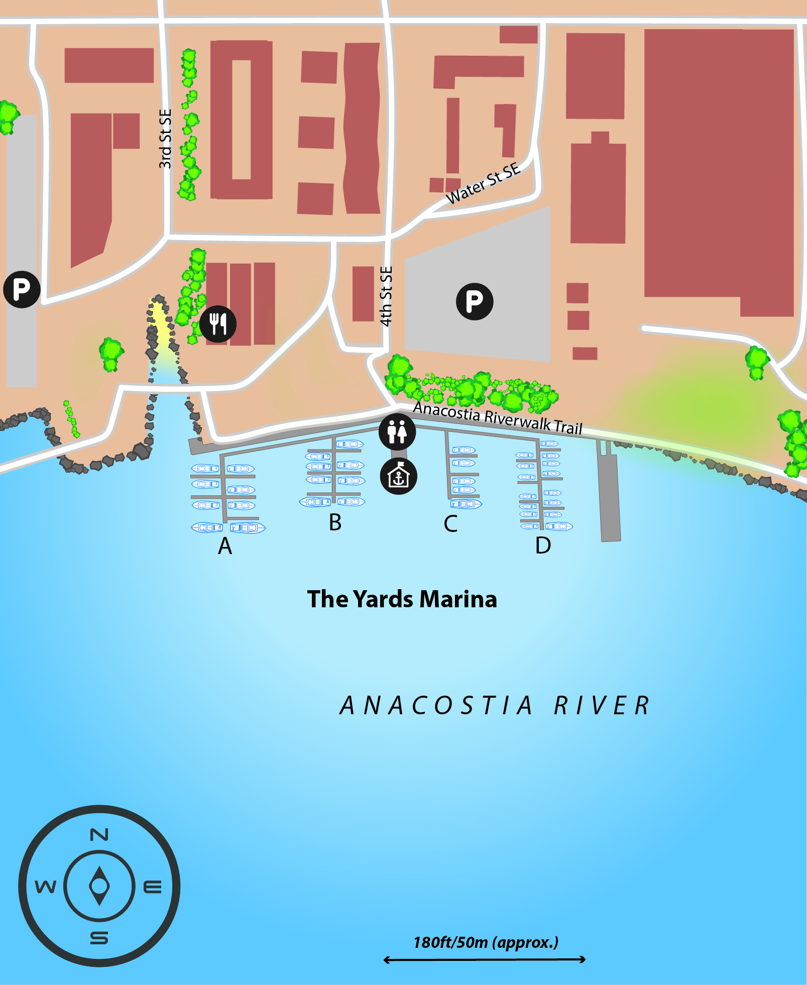 Marina map of The Yards Marina in District of Columbia, USA