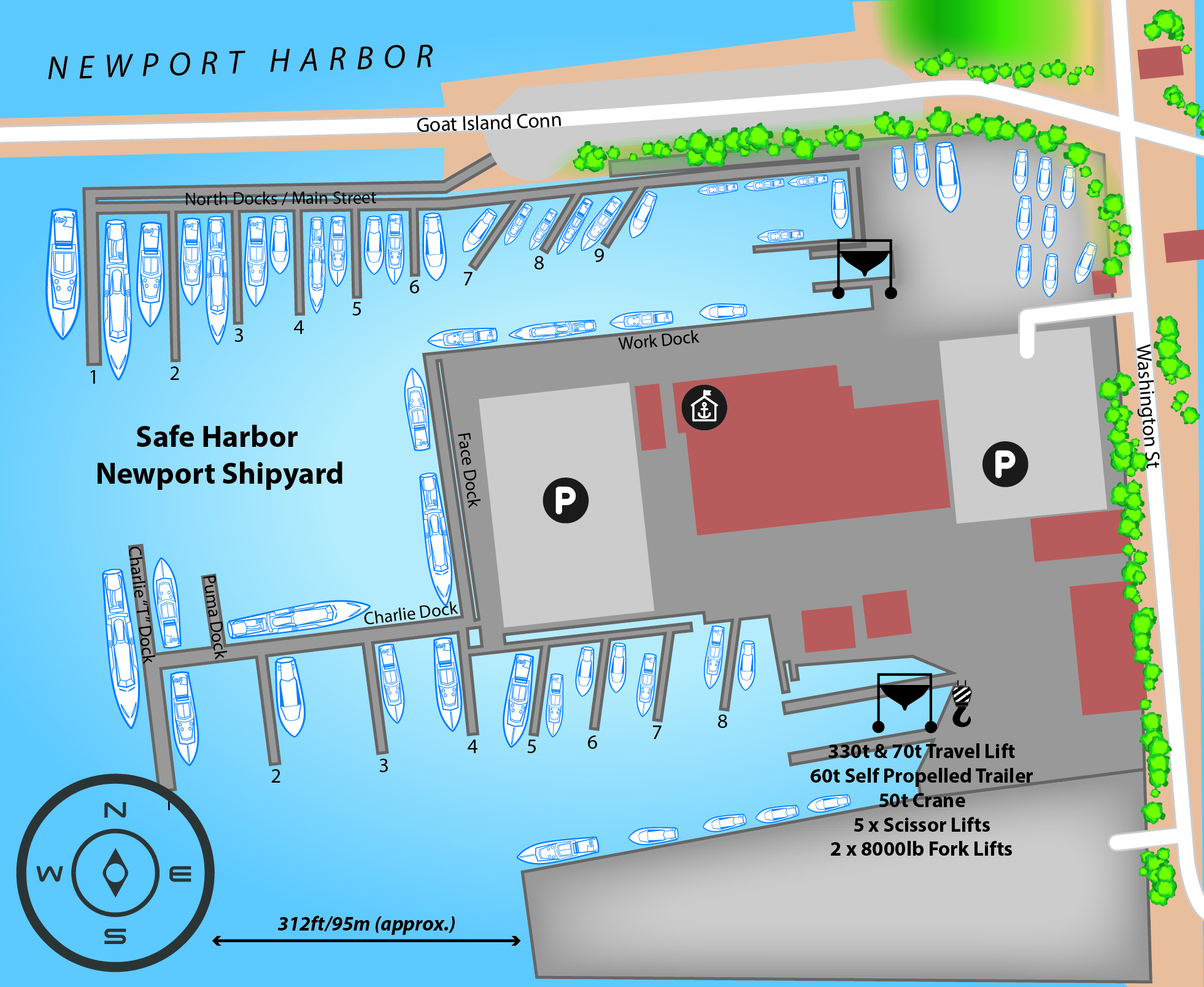 Marina map of Safe Harbor Newport Shipyard, USA