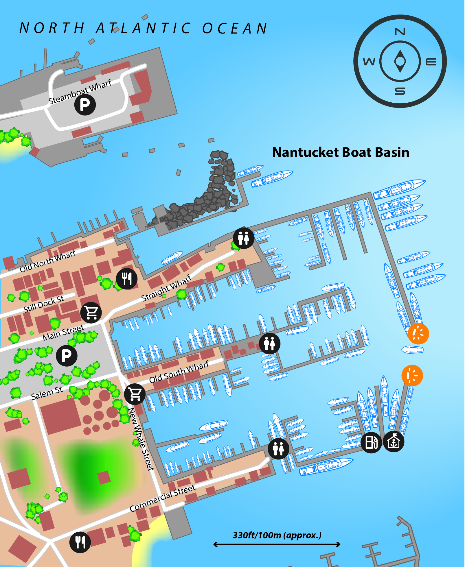 Marina map of Nantucket Boat Basin in Massachusetts, USA