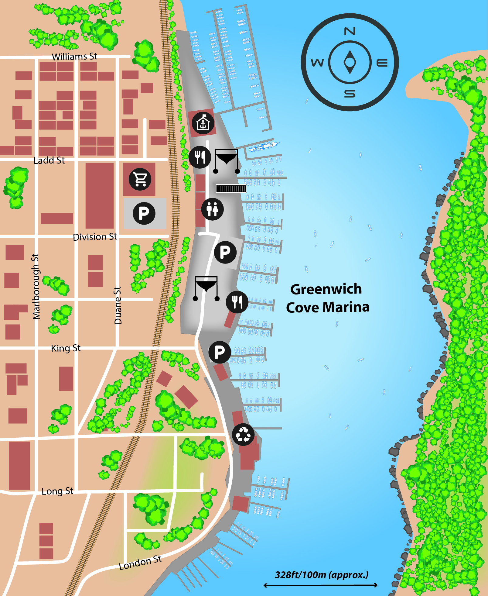 Marina map of Greenwich Cove Marina in Rhode Island, USA