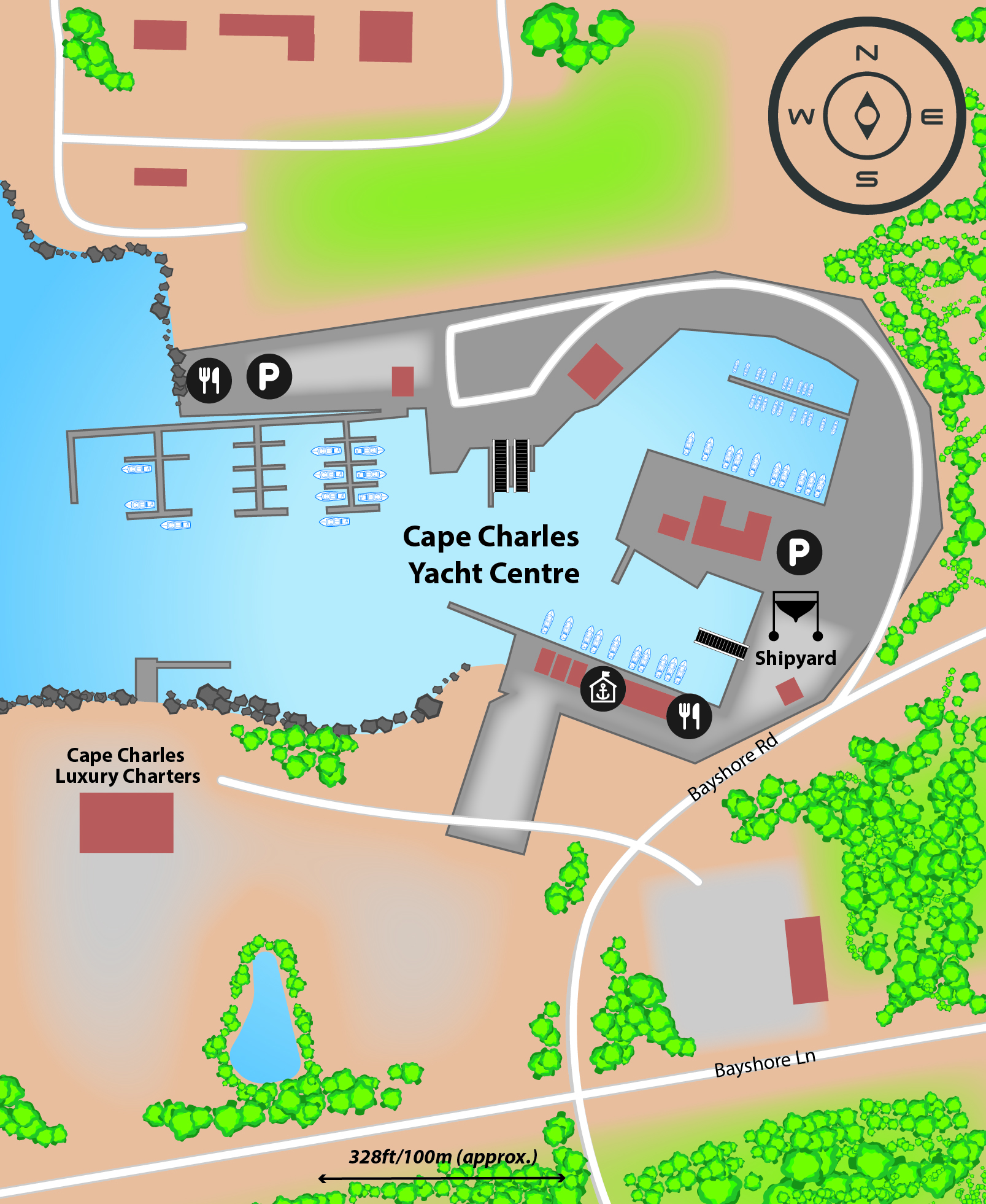 Marina map of Cape Charles Yacht Center in Virginia, USA