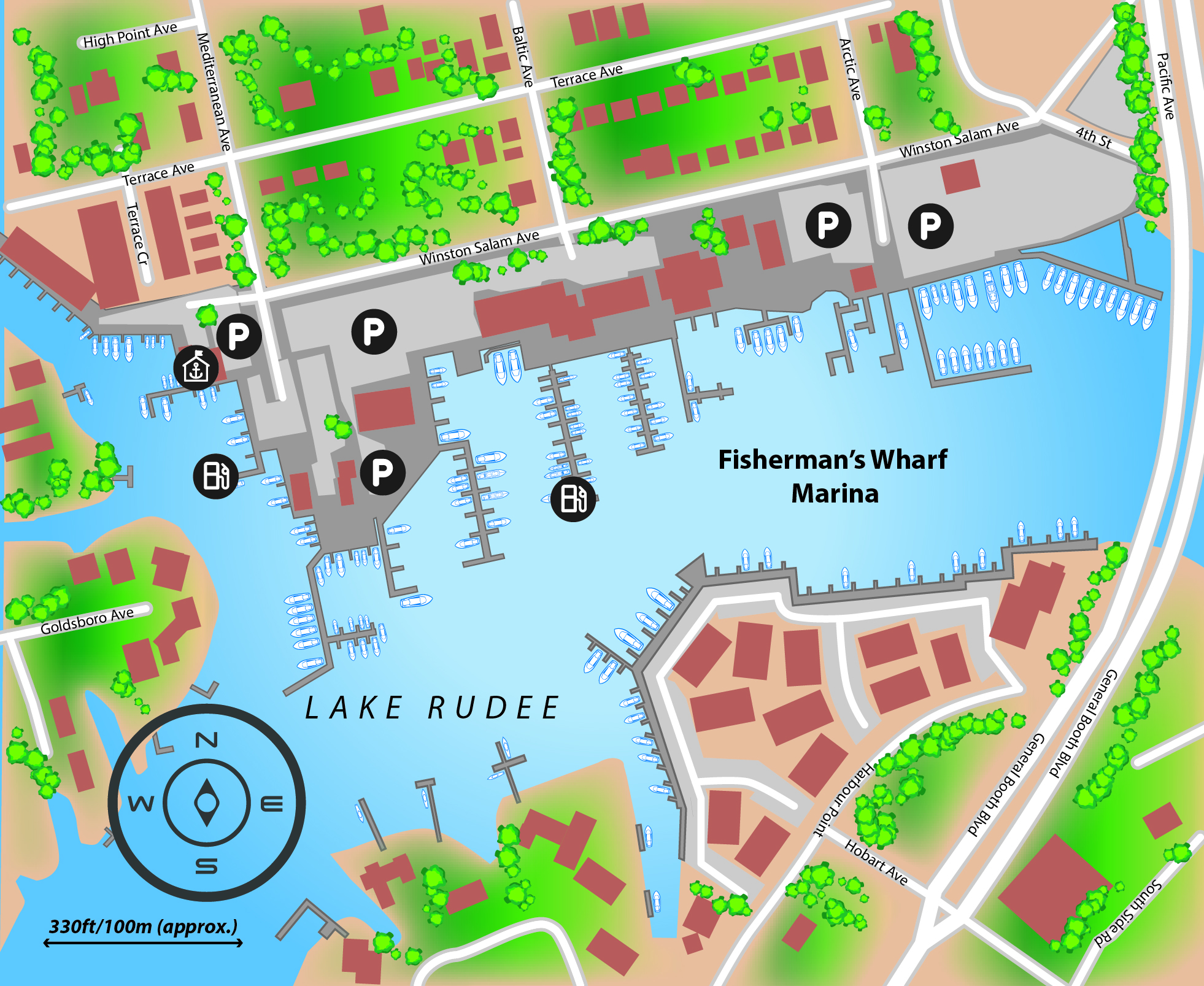 Marina map of Fisherman's Wharf Marina in Virginia, USA