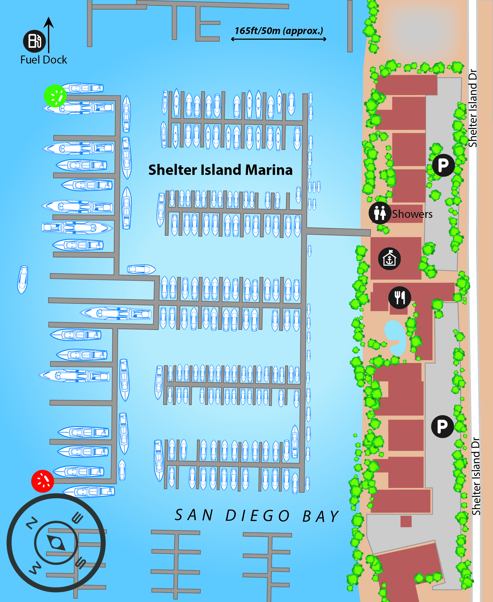 Marina map of Shelter Island Marina in California, USA