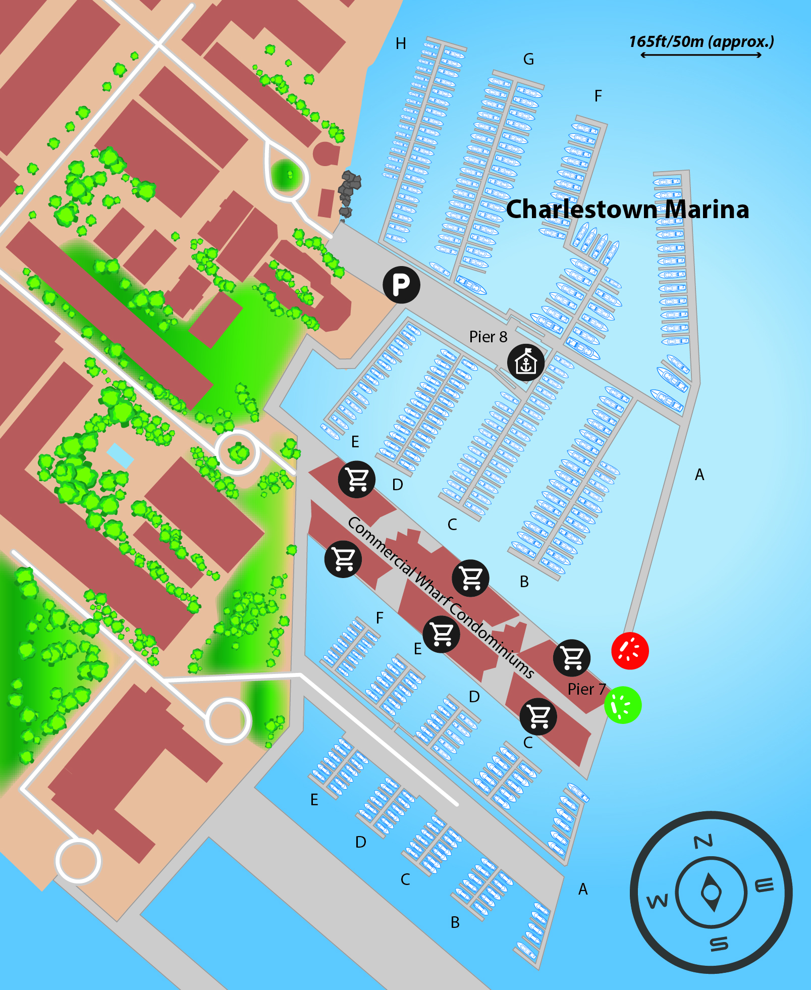 Marina map of Charlestown Marina in Massachusetts, USA
