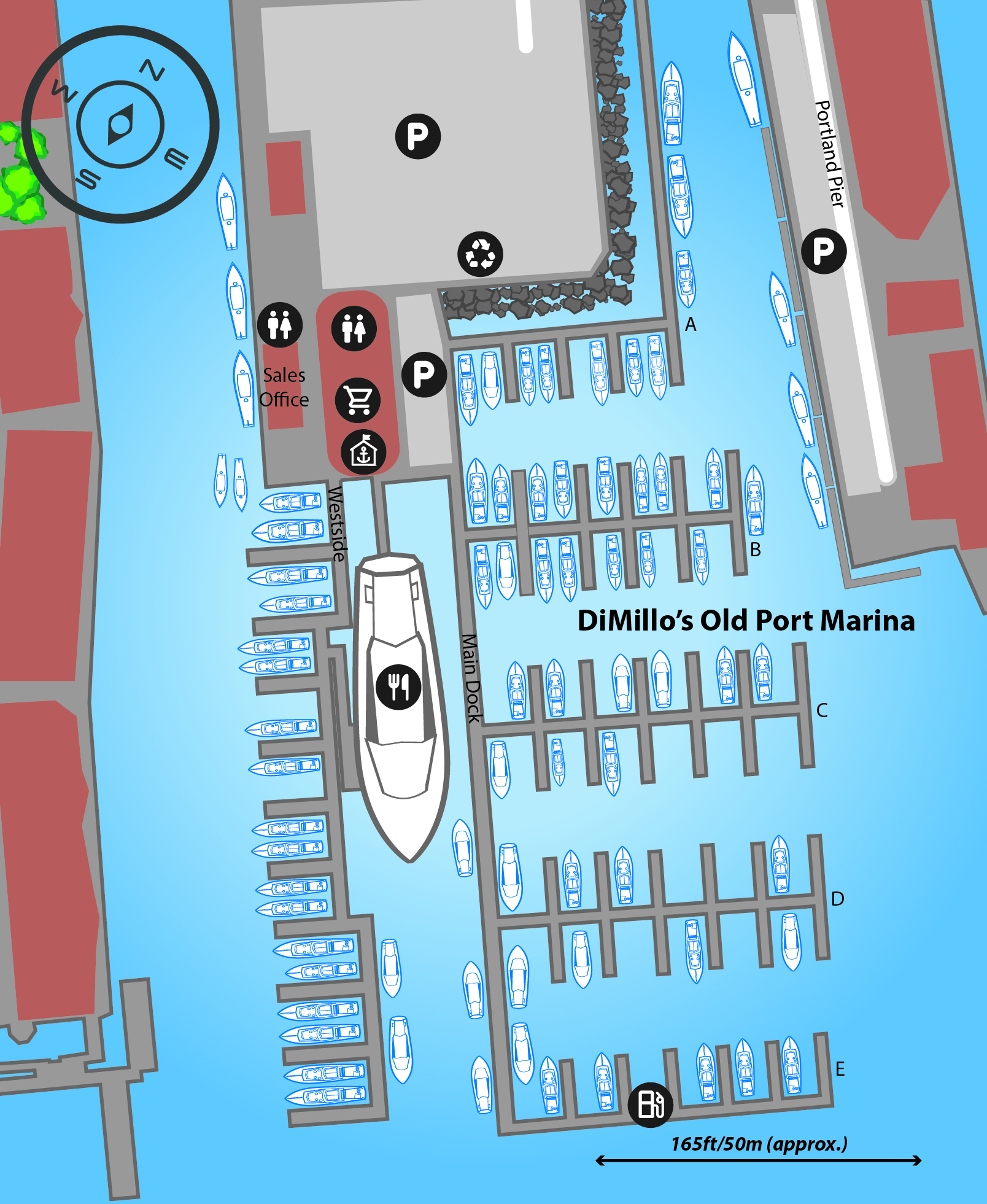 Marina map of DiMillo's Old Port Marina in Maine, USA
