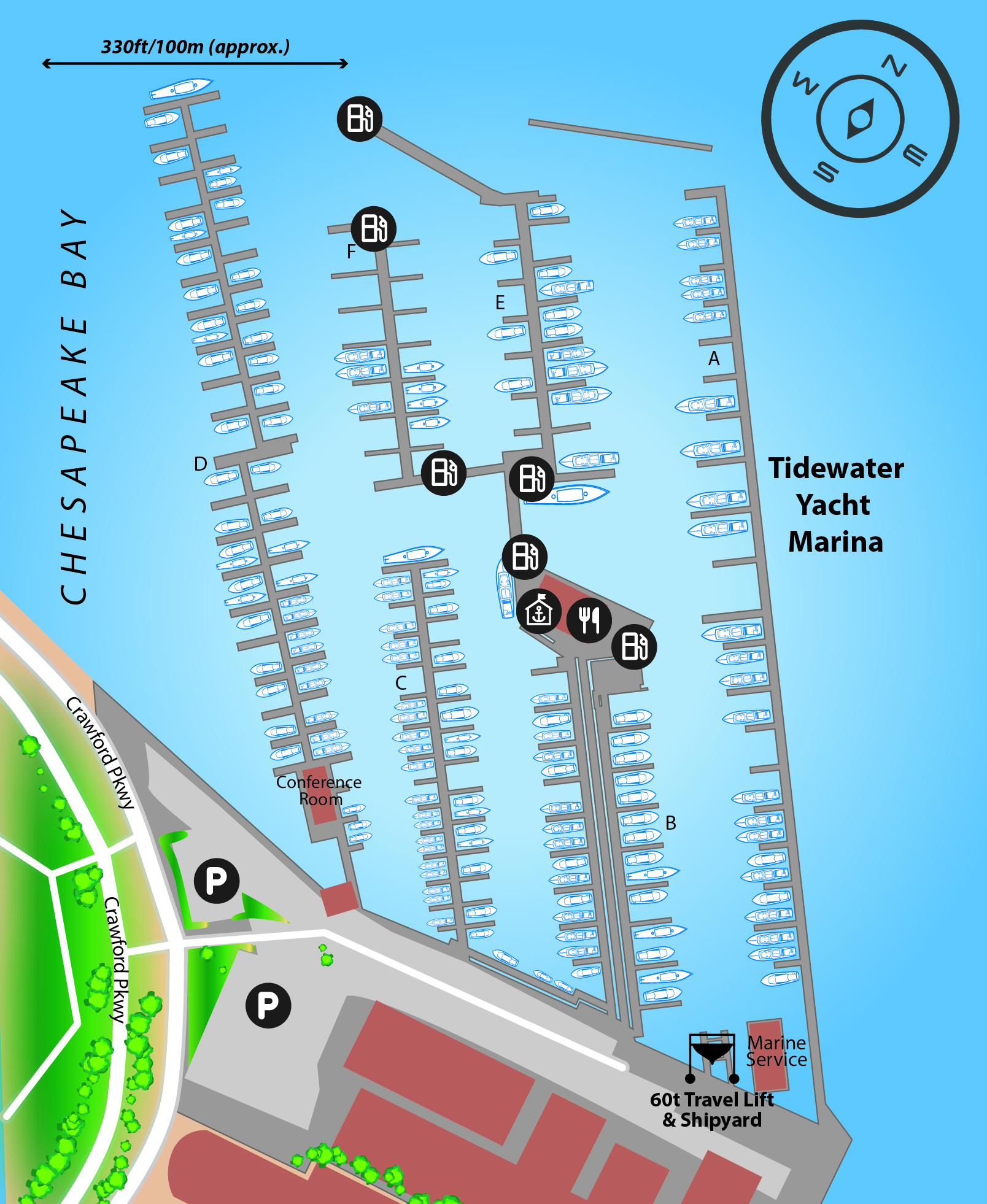 Marina map of Tidewater Yacht Marina in Virginia, USA