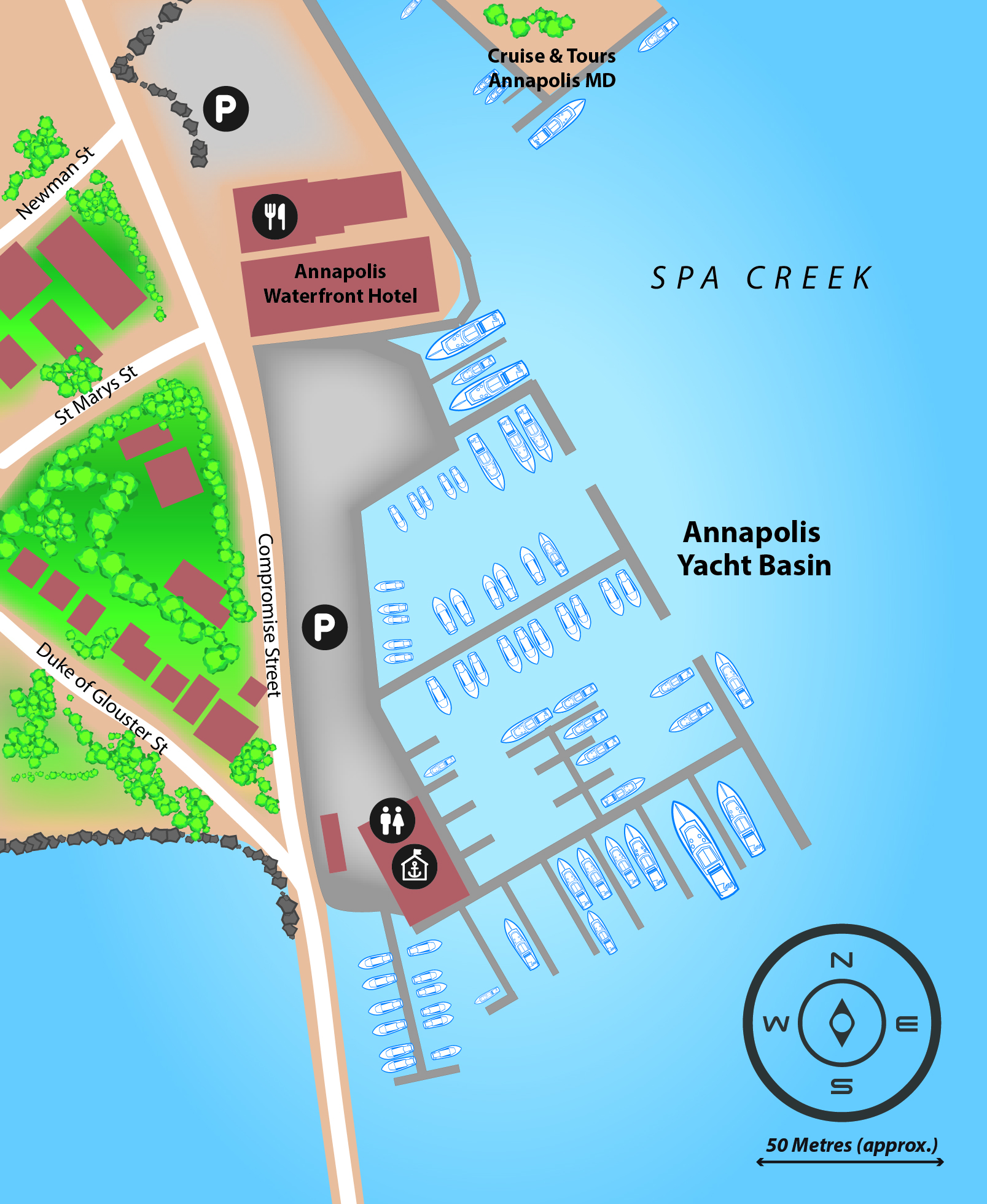 Marina map of Annapolis Yacht Basin in Maryland, USA