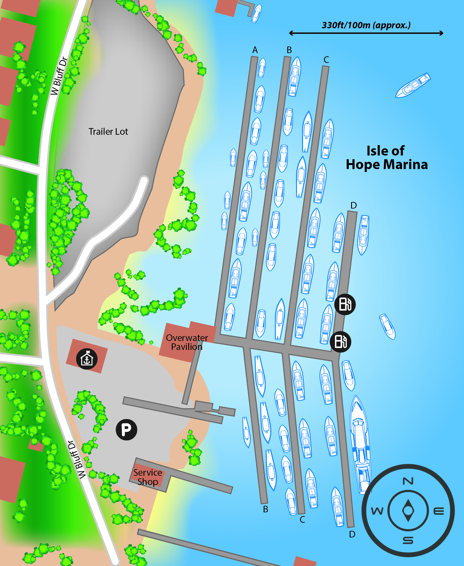 Marina map of Isle of Hope Marina in Georgia, USA